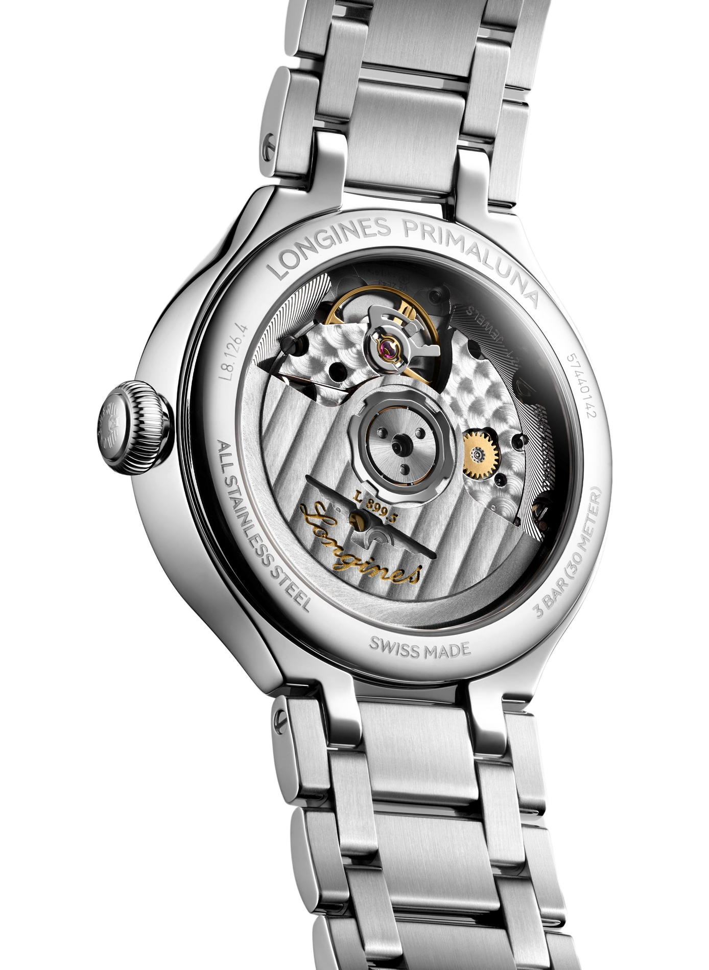 Montre automatique Longines PrimaLuna en acier inoxydable LONGINES Blanc