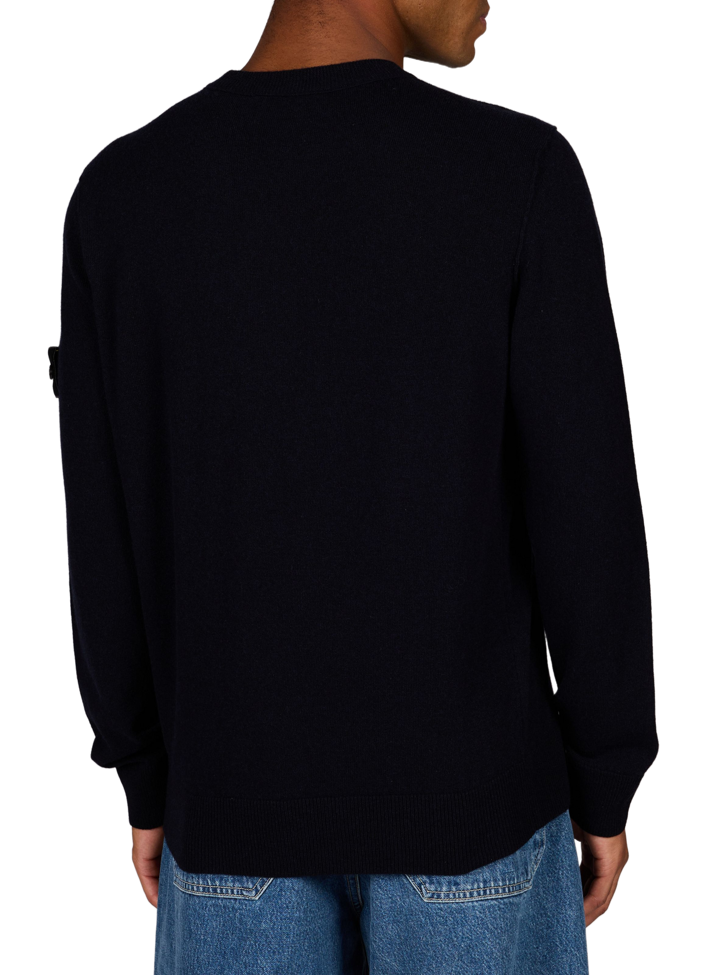 Pull droit col rond en laine STONE ISLAND Bleu