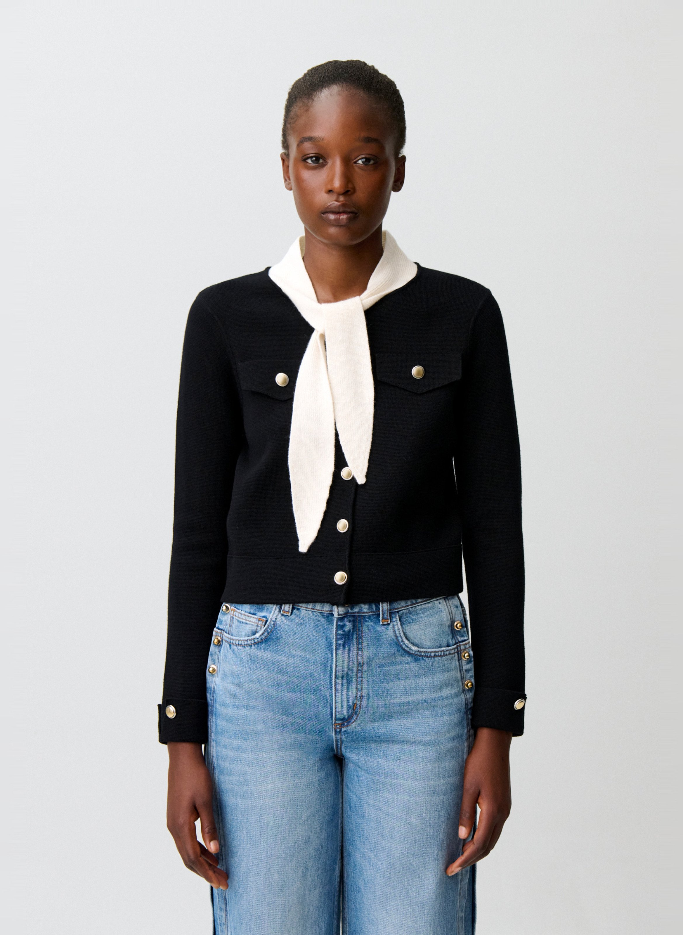 Cardigan ajusté en laine et coton CLAUDIE PIERLOT Multicolore