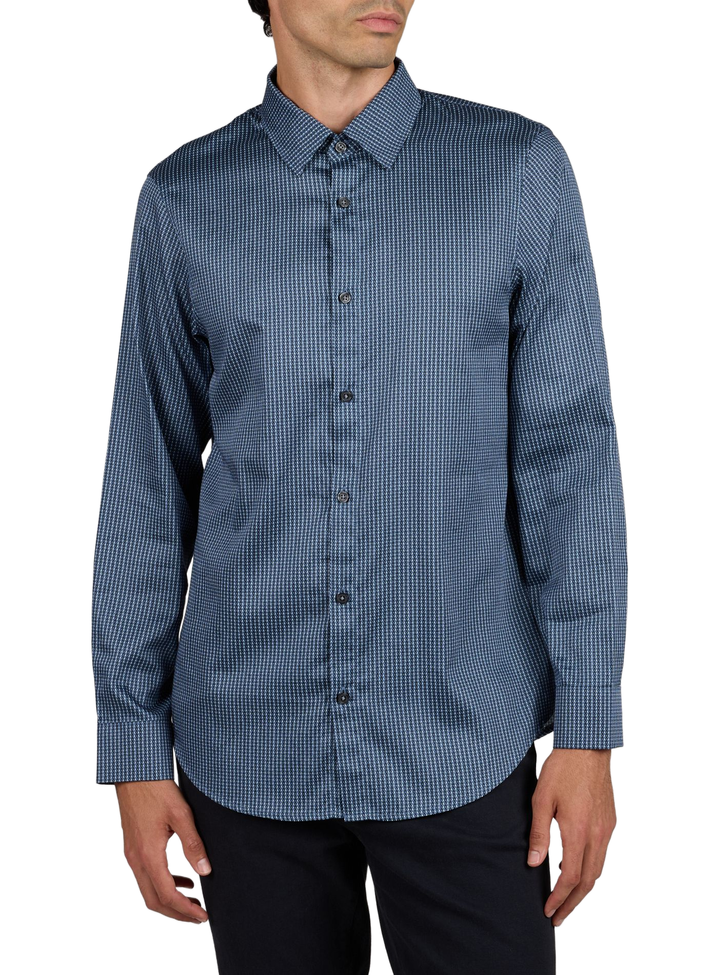 Gerade geschnittenes Hemd mit Baumwollmuster ARMANI EXCHANGE Blau