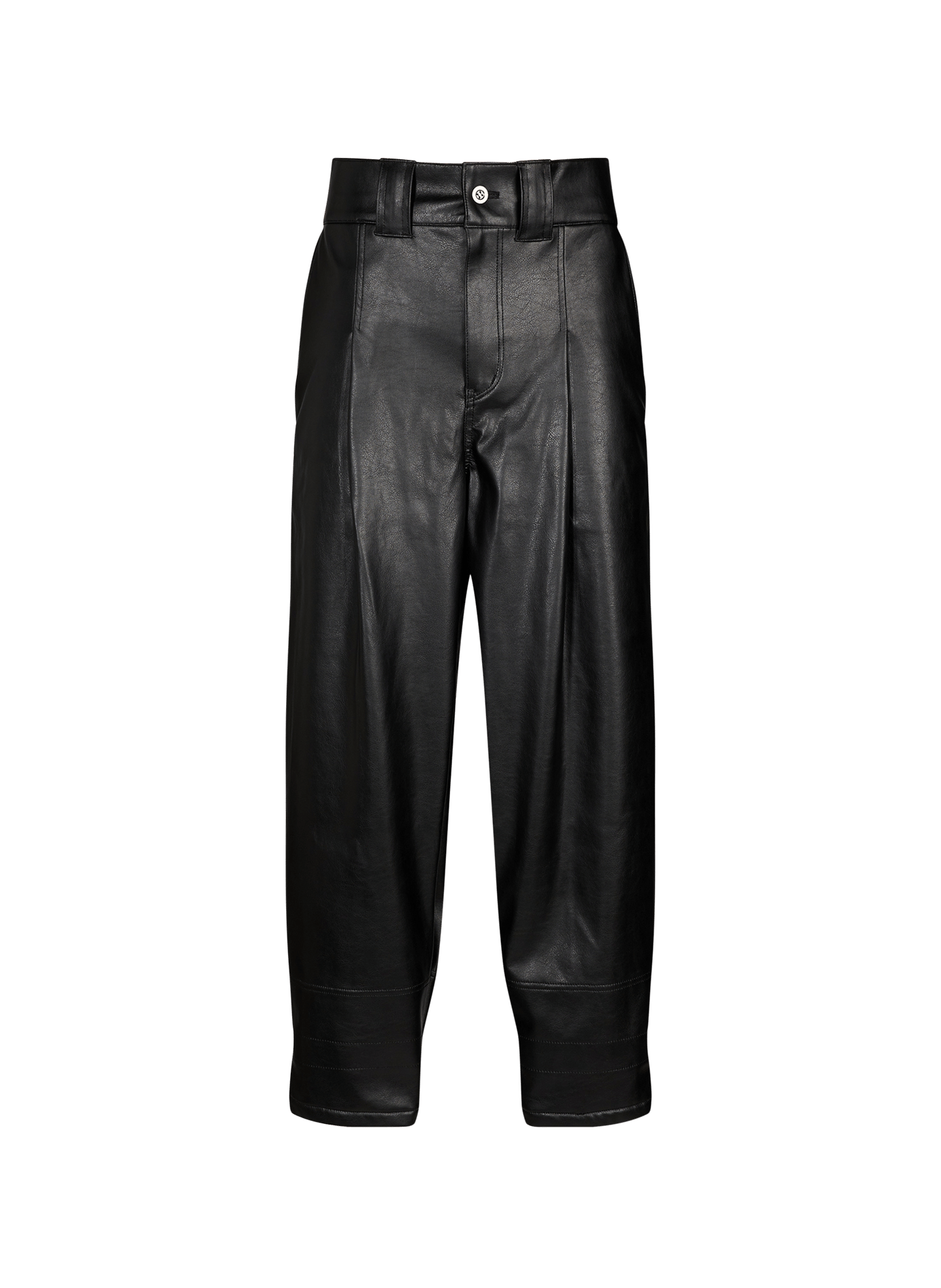 Gerade geschnittene Lederhose WANSIE Schwarz