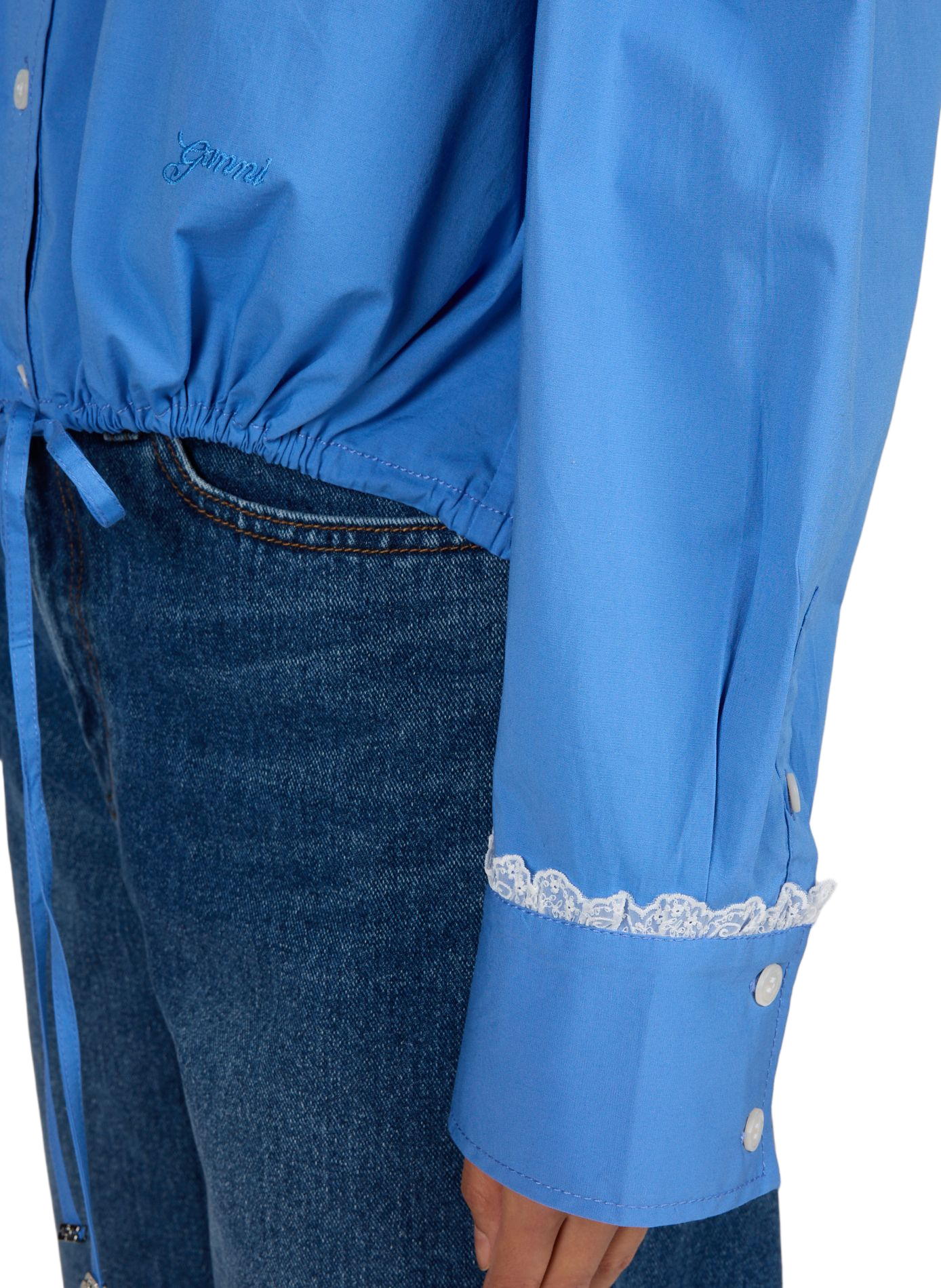 Embroidered shirt in blended cotton GANNI Blue