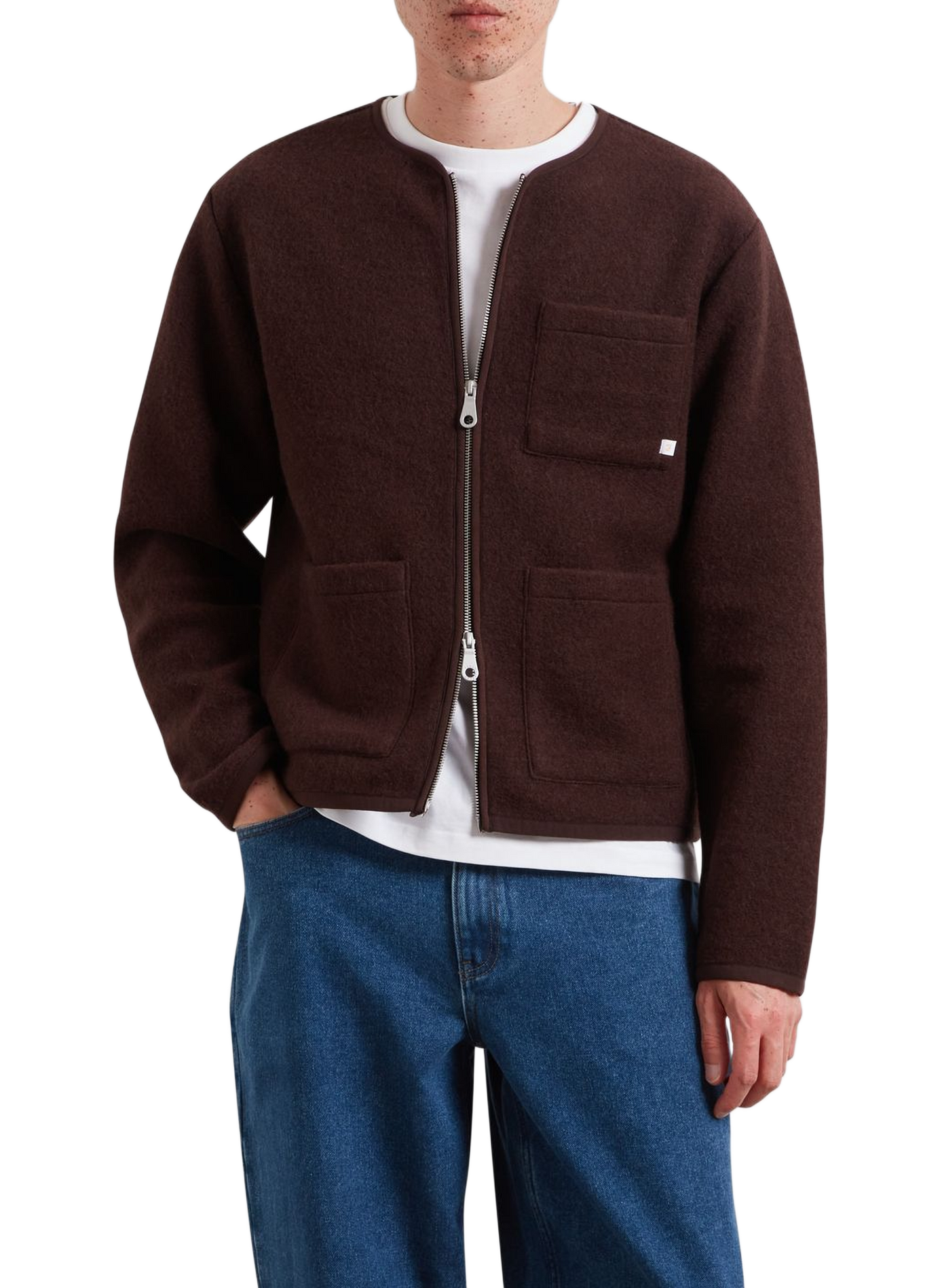 Veste droite en laine mélangée FARAH Bruin