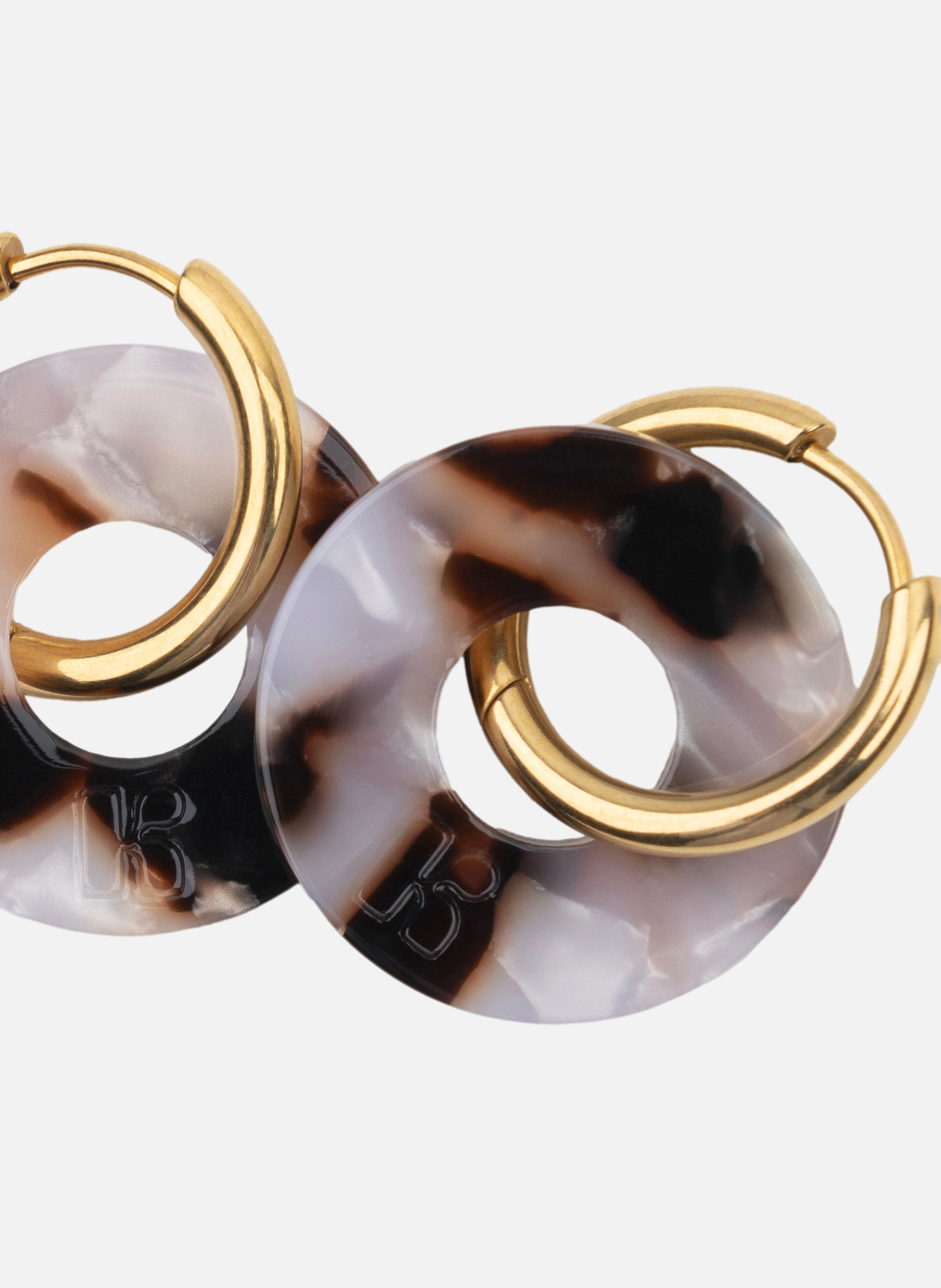 Boucles d'oreilles donuts avec anneaux en acier inoxydable argenté | Marron KURAGE GINZA Montres et Bijoux