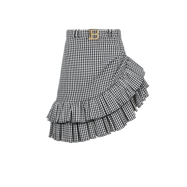 Jupe ceinturée à volants asymétriques