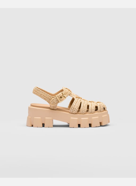 Sandales monolith en crochet Beige by PRADA PRADA Sandales monolith en crochet Beige