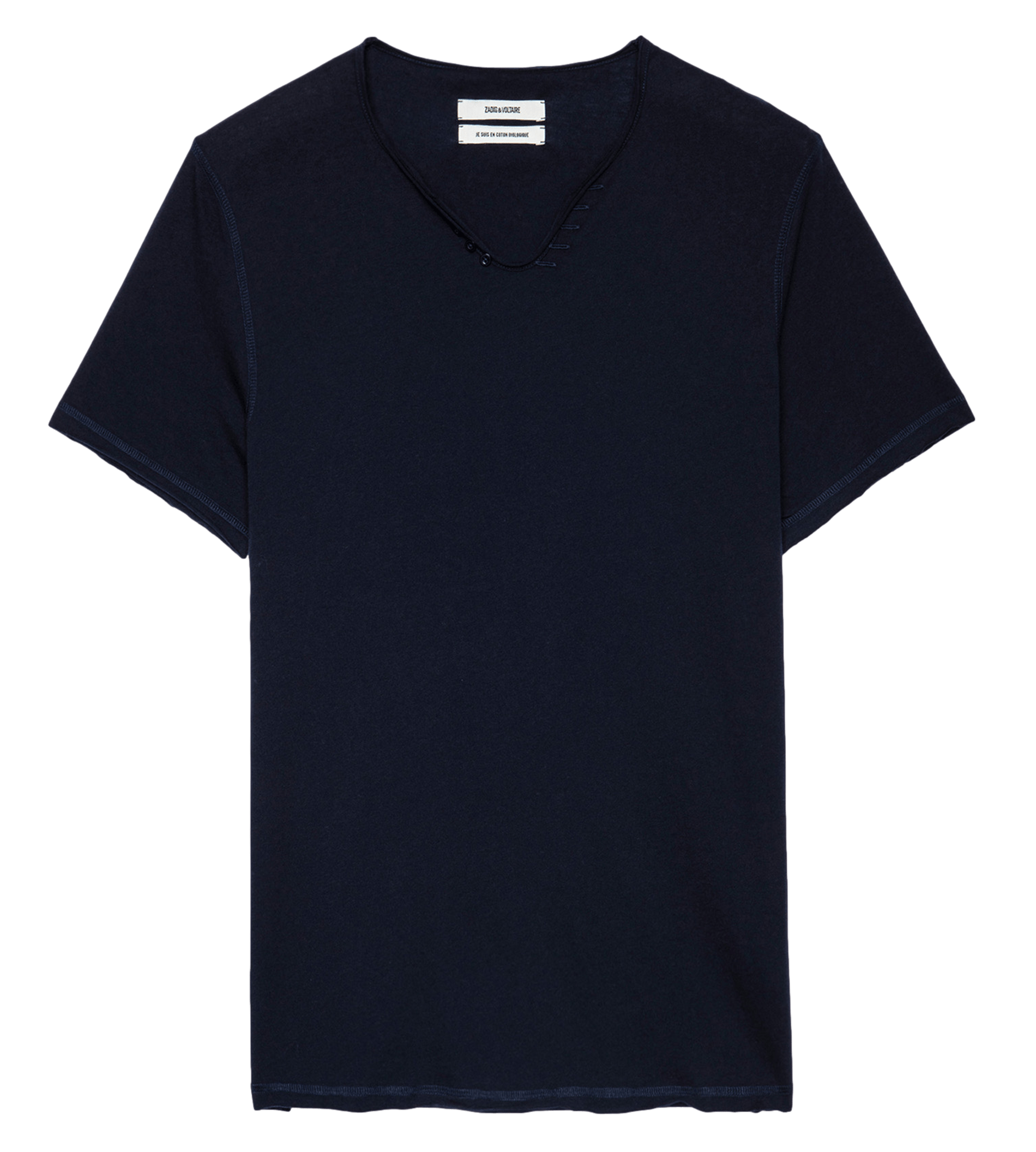 Tee-shirt col tunisien regular-fit en coton monastir ZADIG&VOLTAIRE Bleu