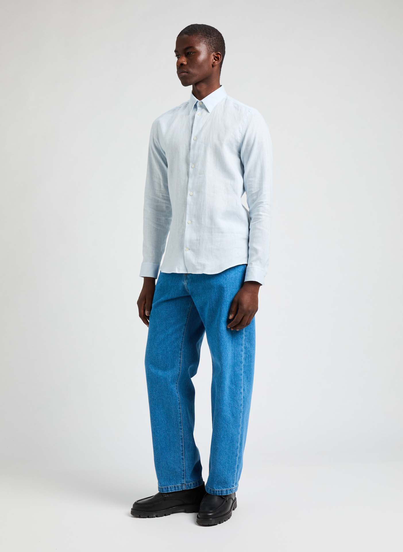 Chemise Flin droite en lin  Bleu