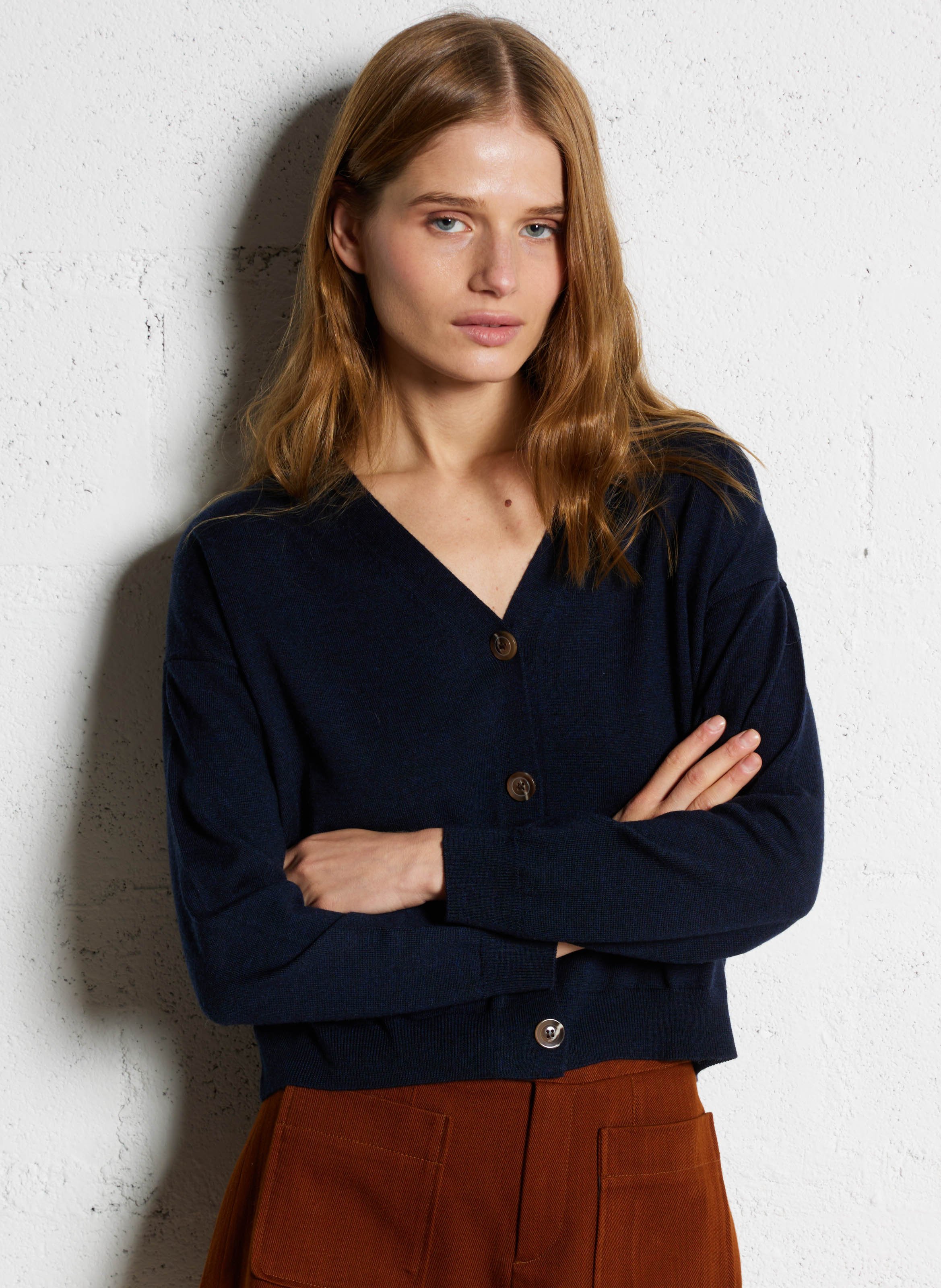 SOEUR Gilet boutonné en laine idem Bleu