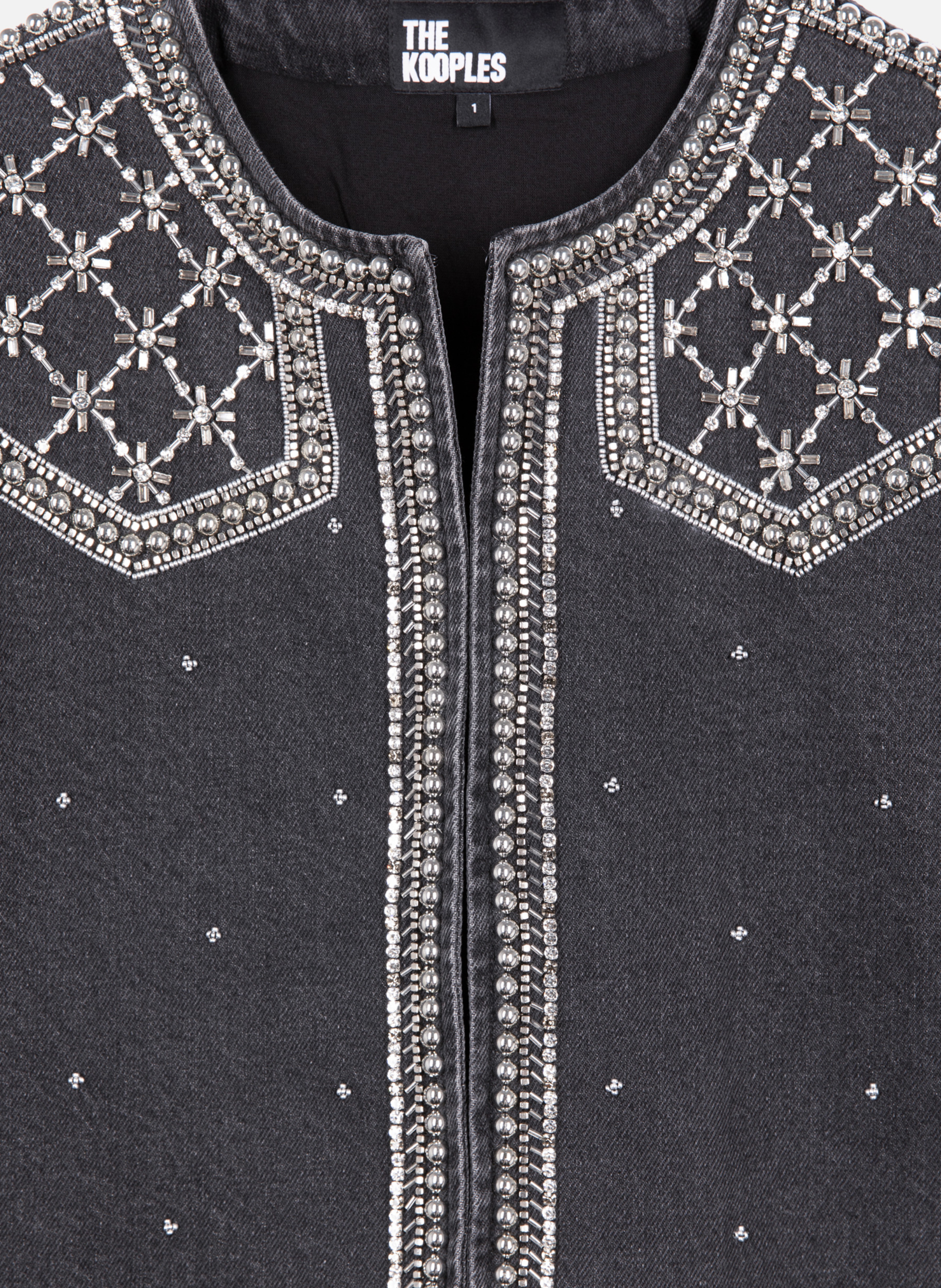 Veste en denim avec studs et perles THE KOOPLES 