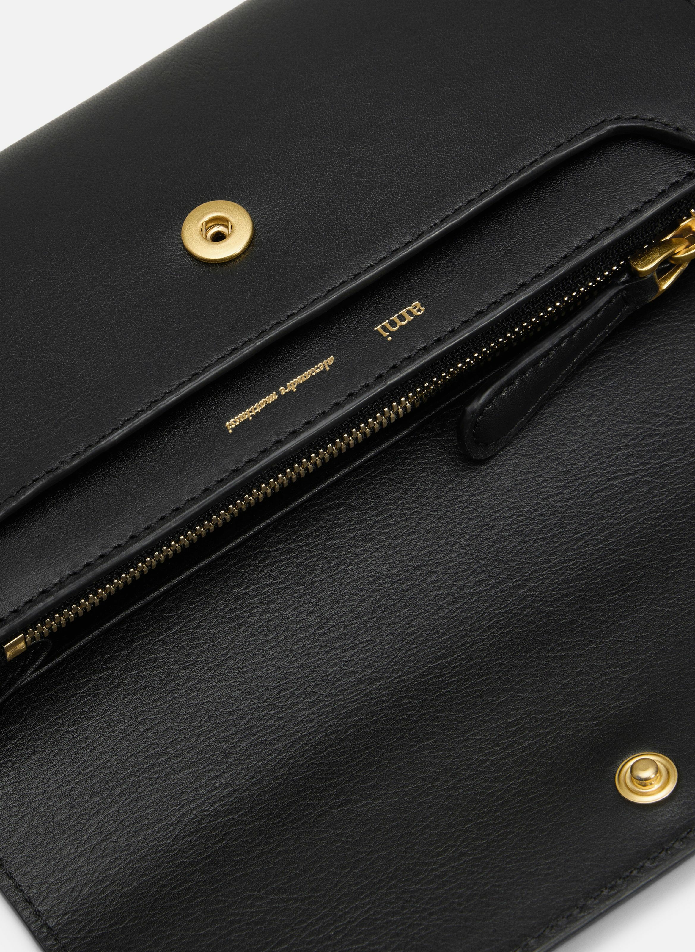 Portefeuille continental carrousel en cuir lisse unisexe AMI PARIS Noir