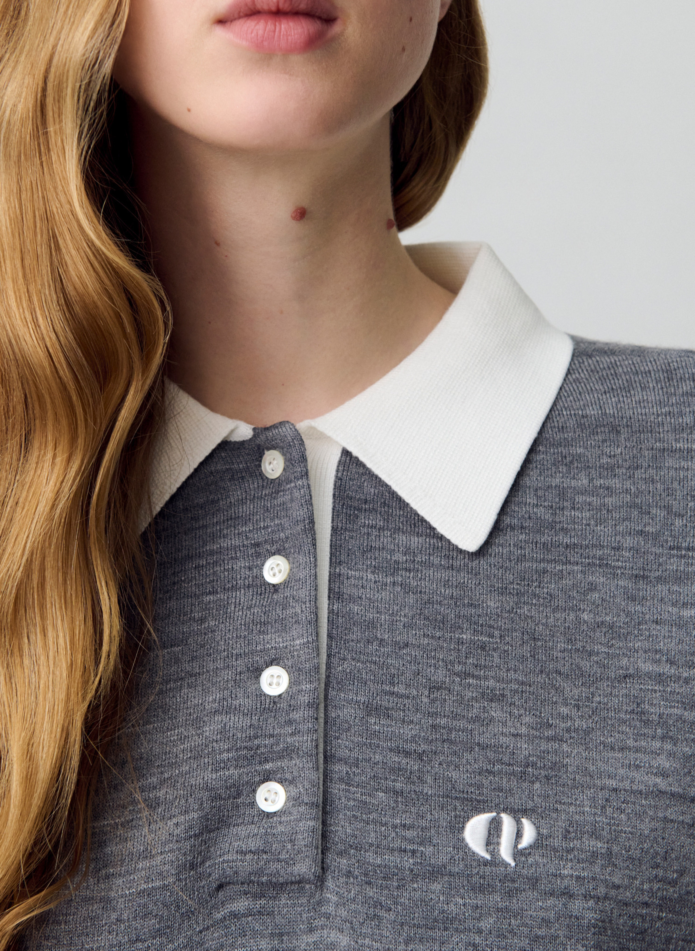 Pull col polo CLAUDIE PIERLOT Gris