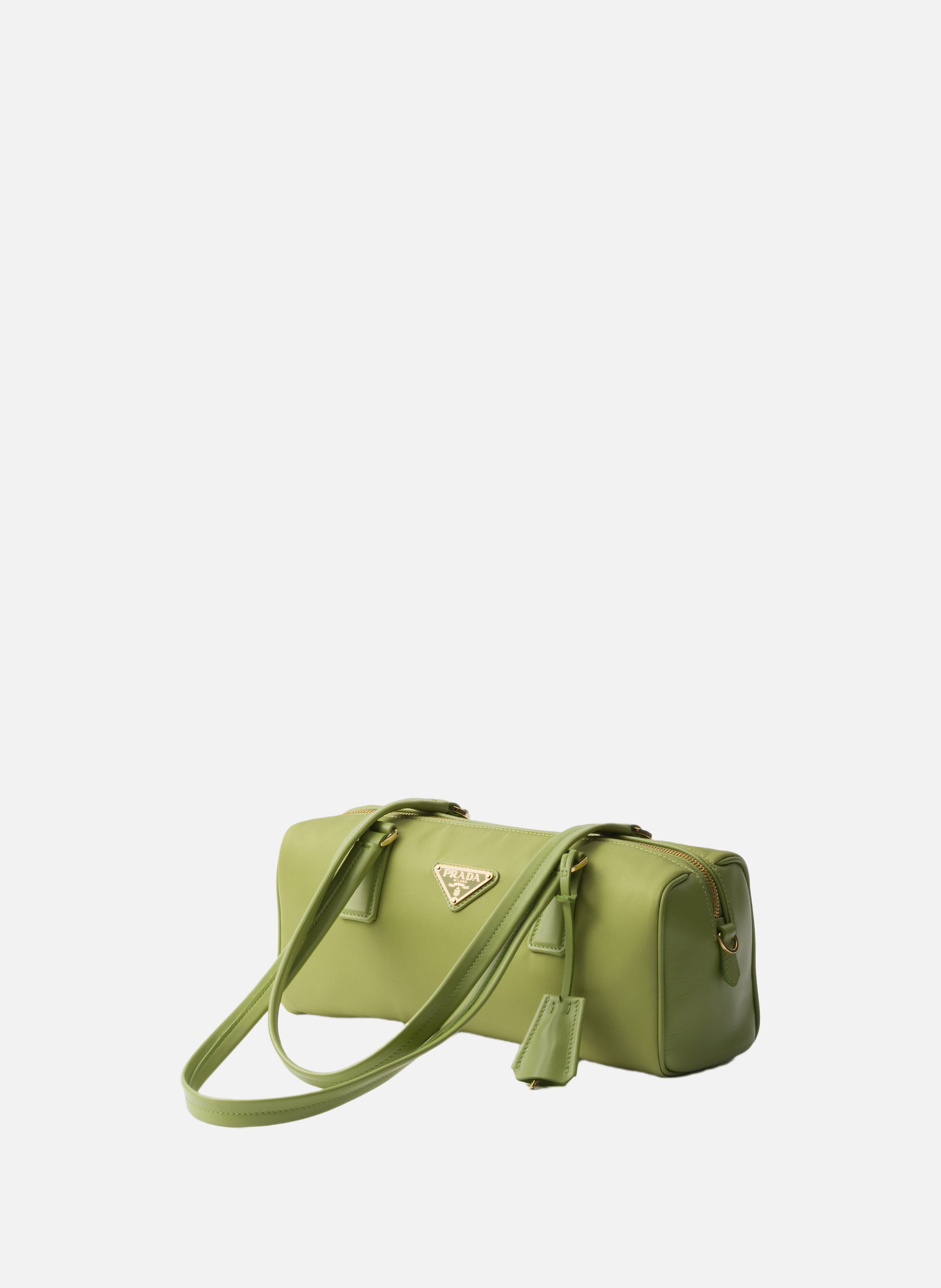 Sac à main en re-nylon et cuir avec cadenas PRADA Vert