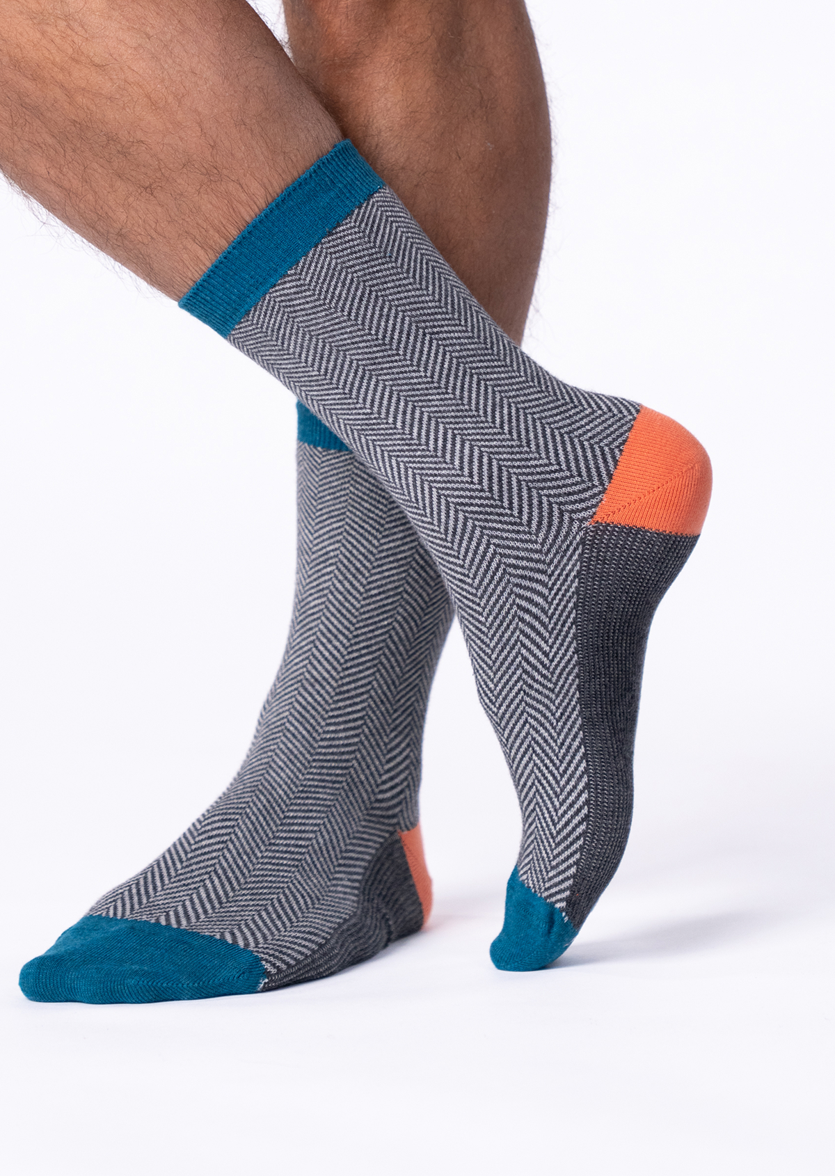Chaussettes en coton peigné chevrons BILLYBELT Gris