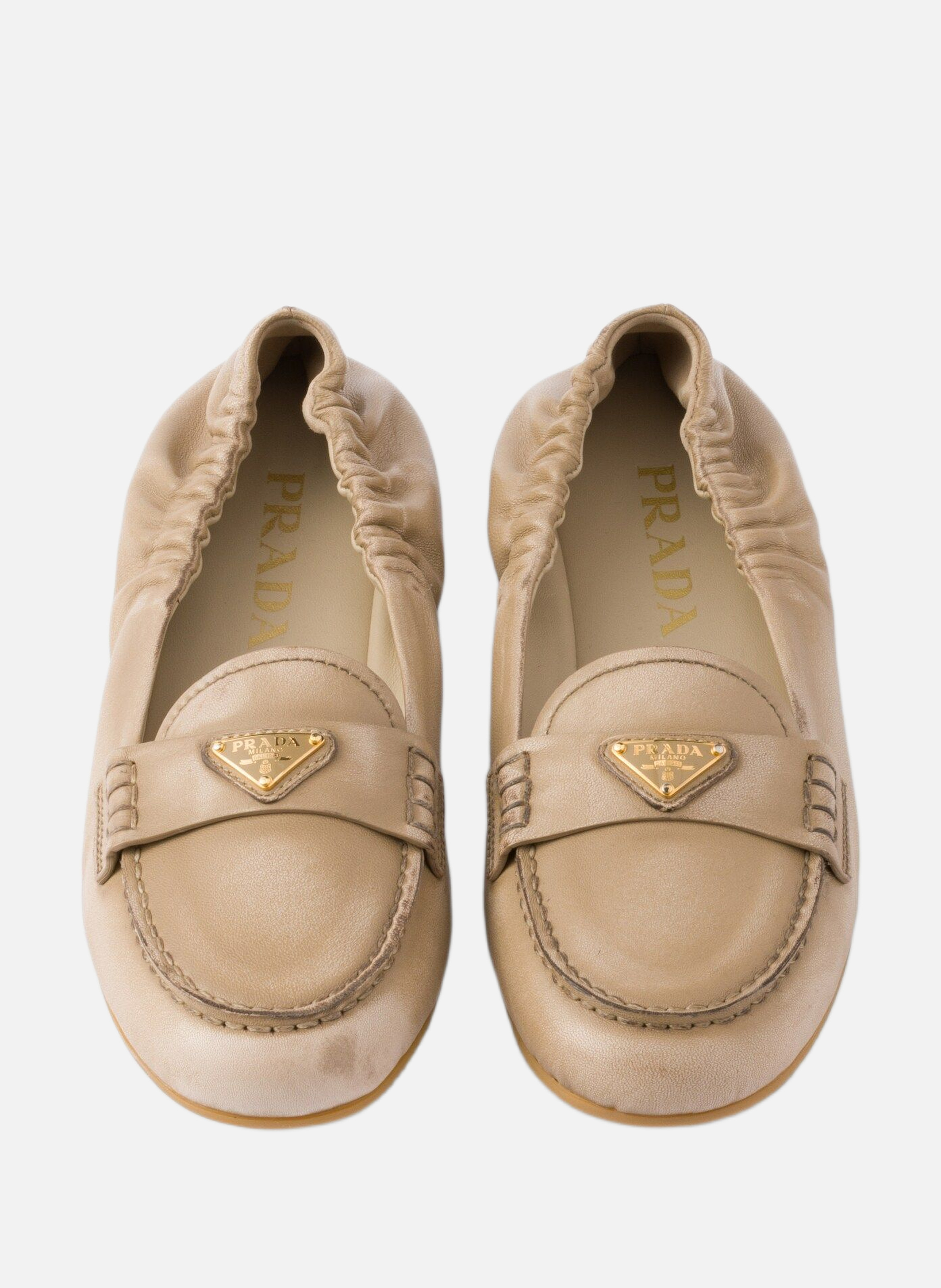 Mocassins en cuir nappa PRADA Beige
