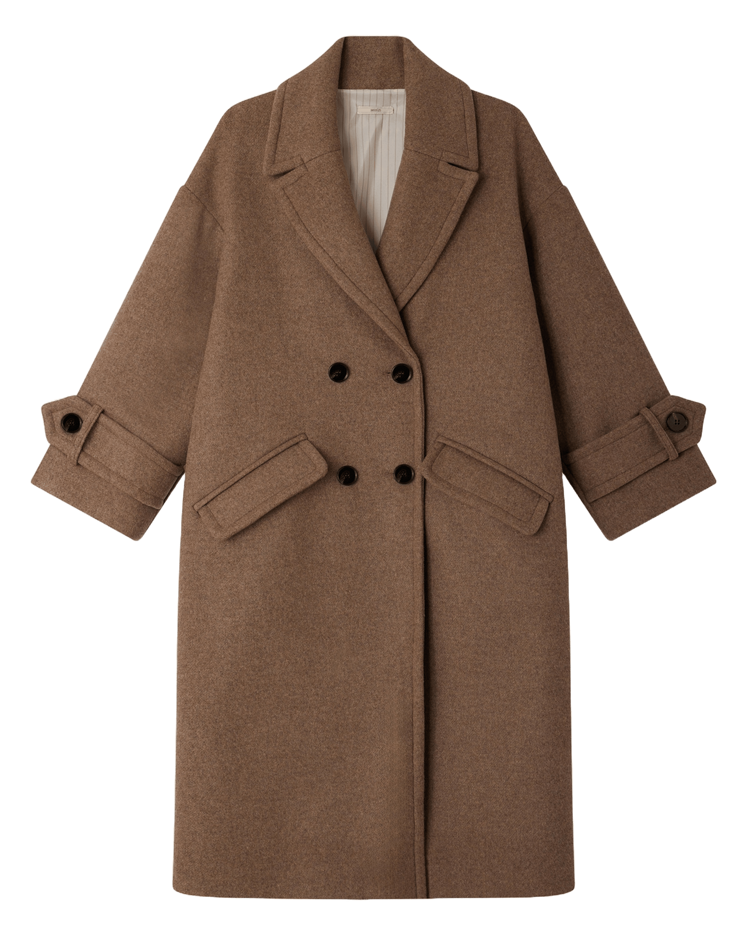 Manteau droit col tailleur en laine mélangée mia SESSUN Beige