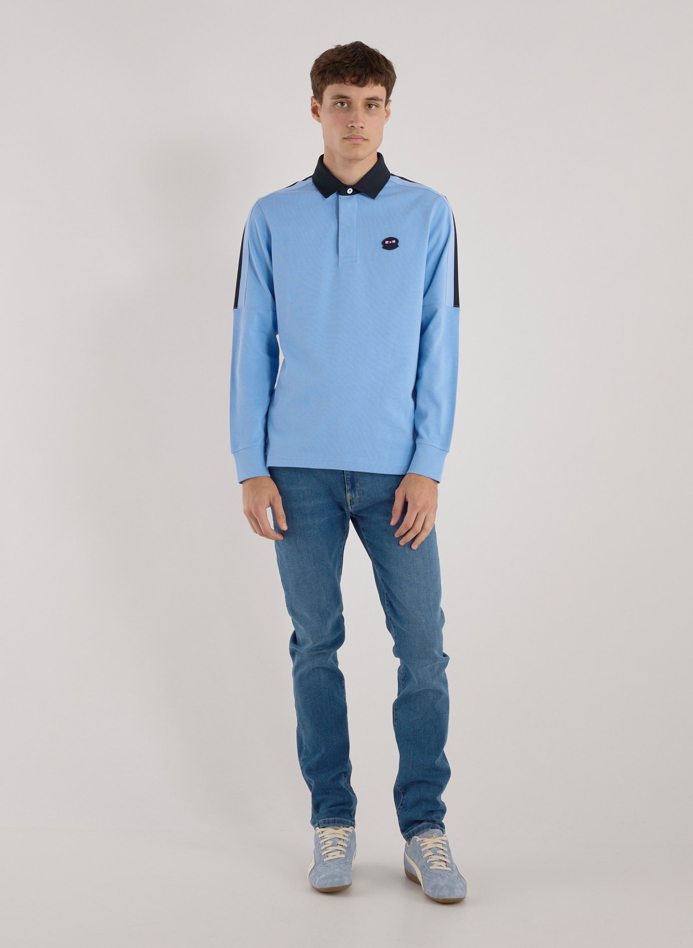 Long sleeve polo shirt EDEN PARK Blue