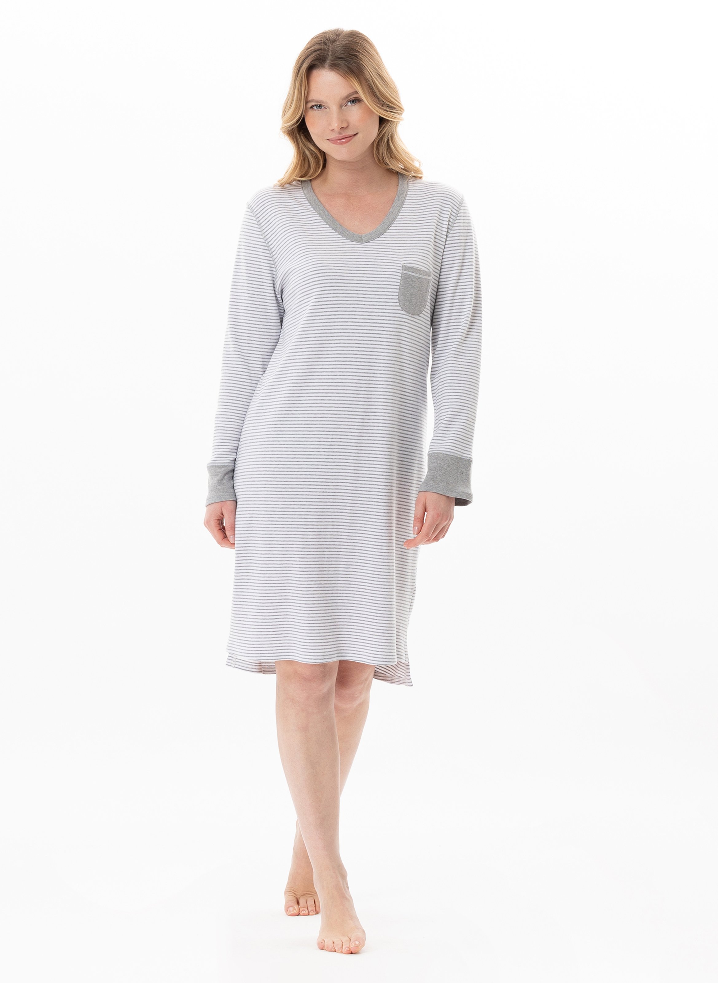 Chemise de nuit en coton flocon 101 LE CHAT Gris