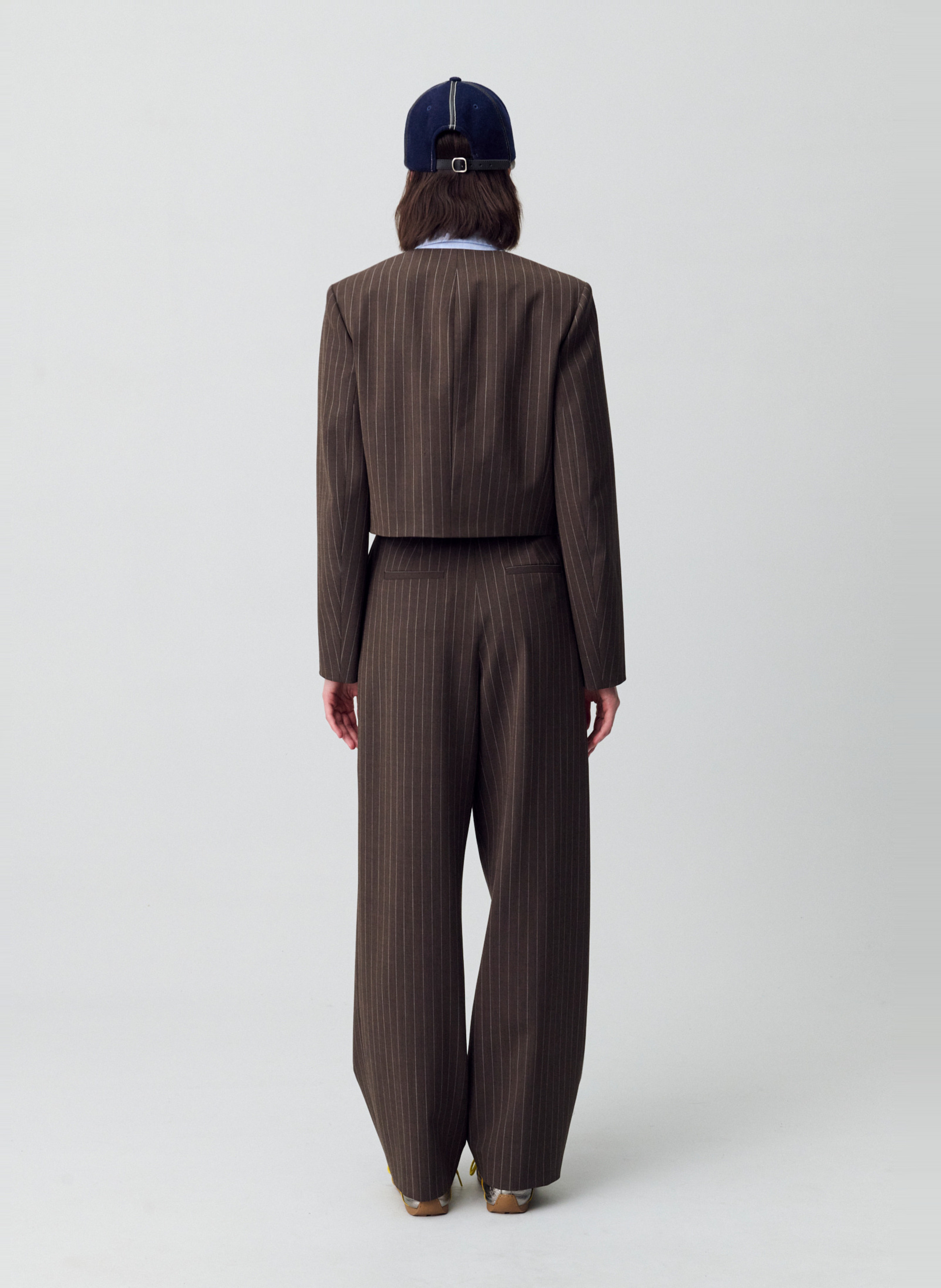 Veste oversize col rond à rayures vadim CLAUDIE PIERLOT Marron