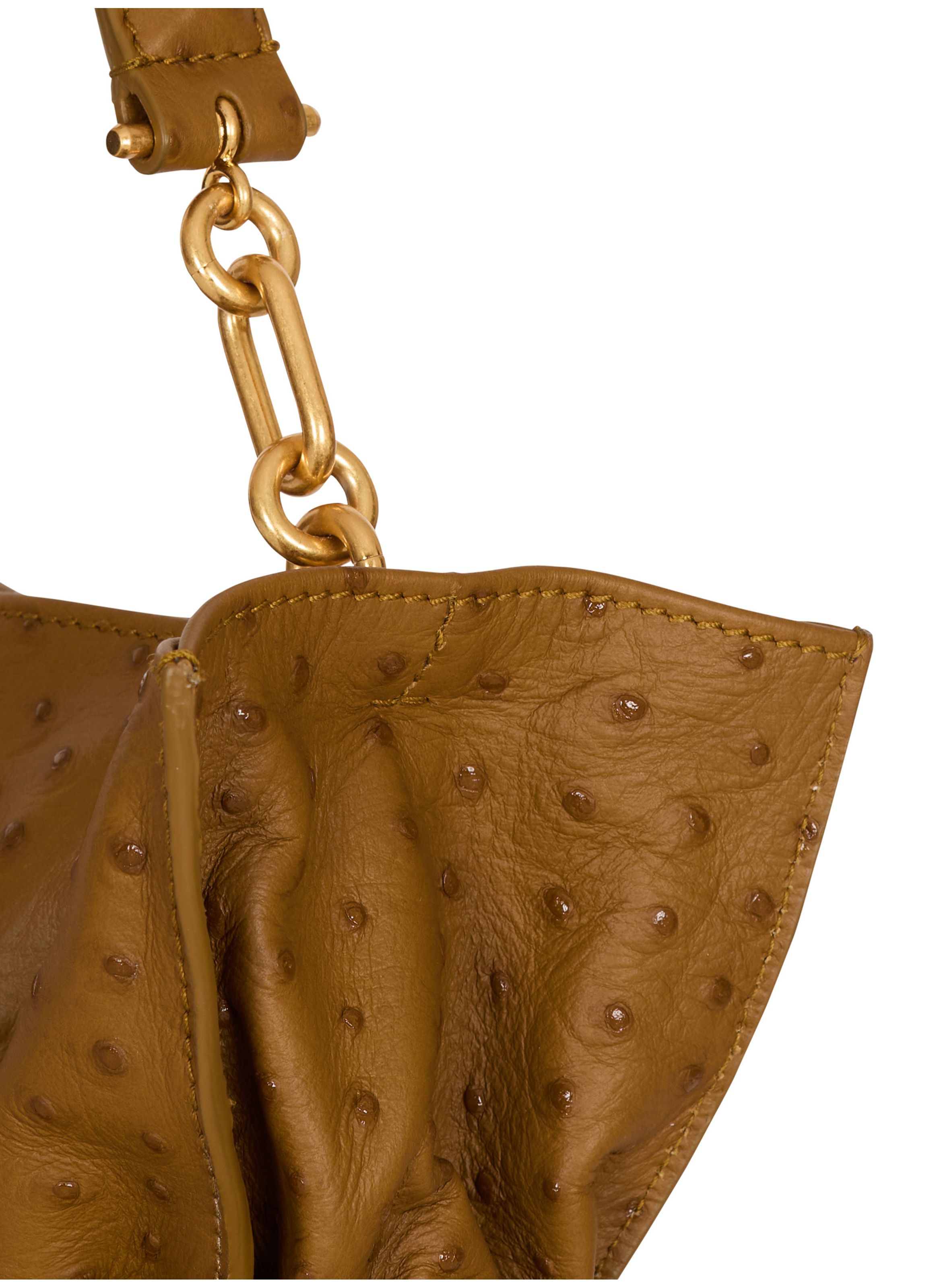 Sac anthem medium en cuir de veau embossé BALMAIN Marron