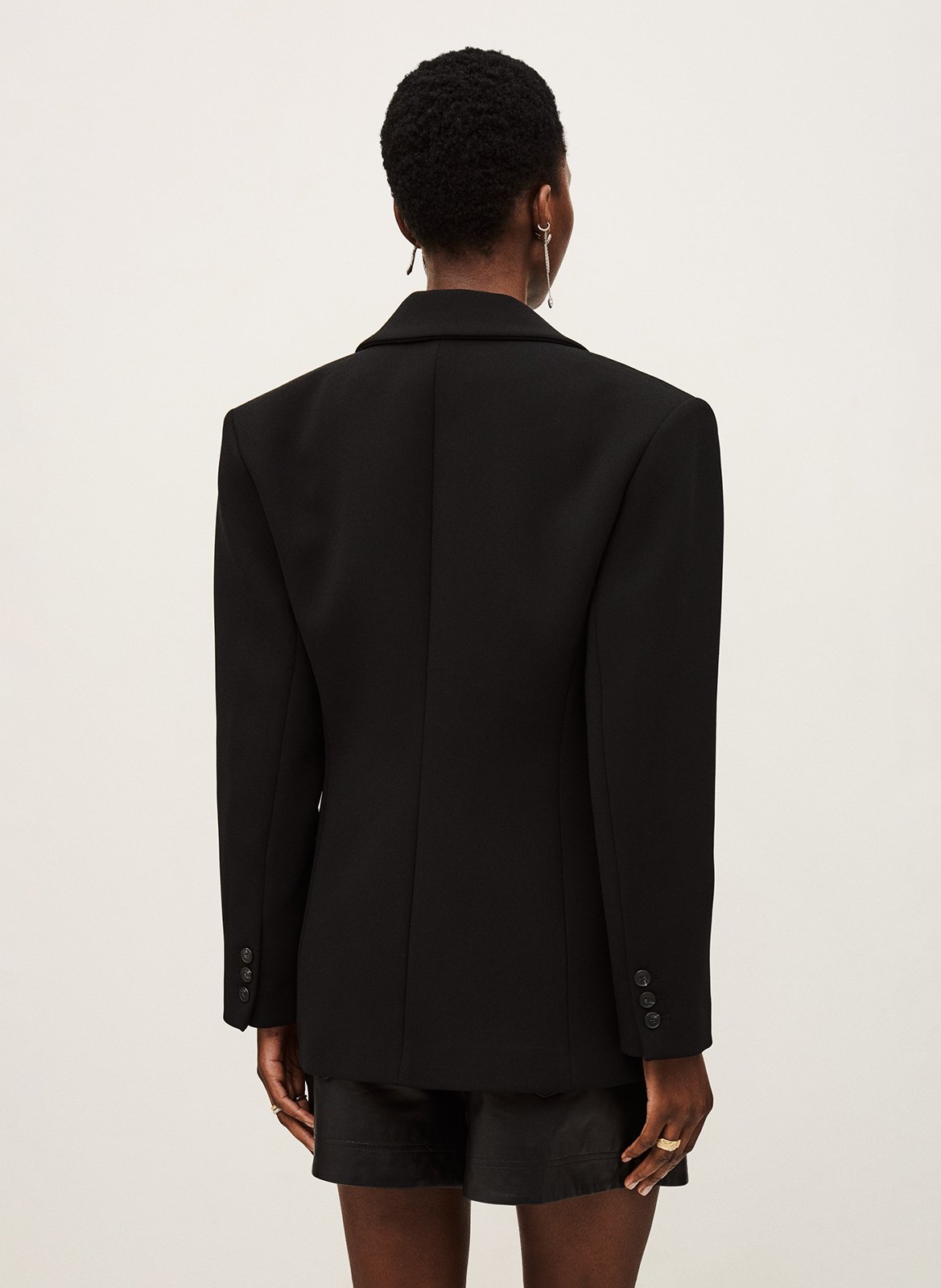 Veste tailleur droite à revers satinés lalo BA&SH Noir