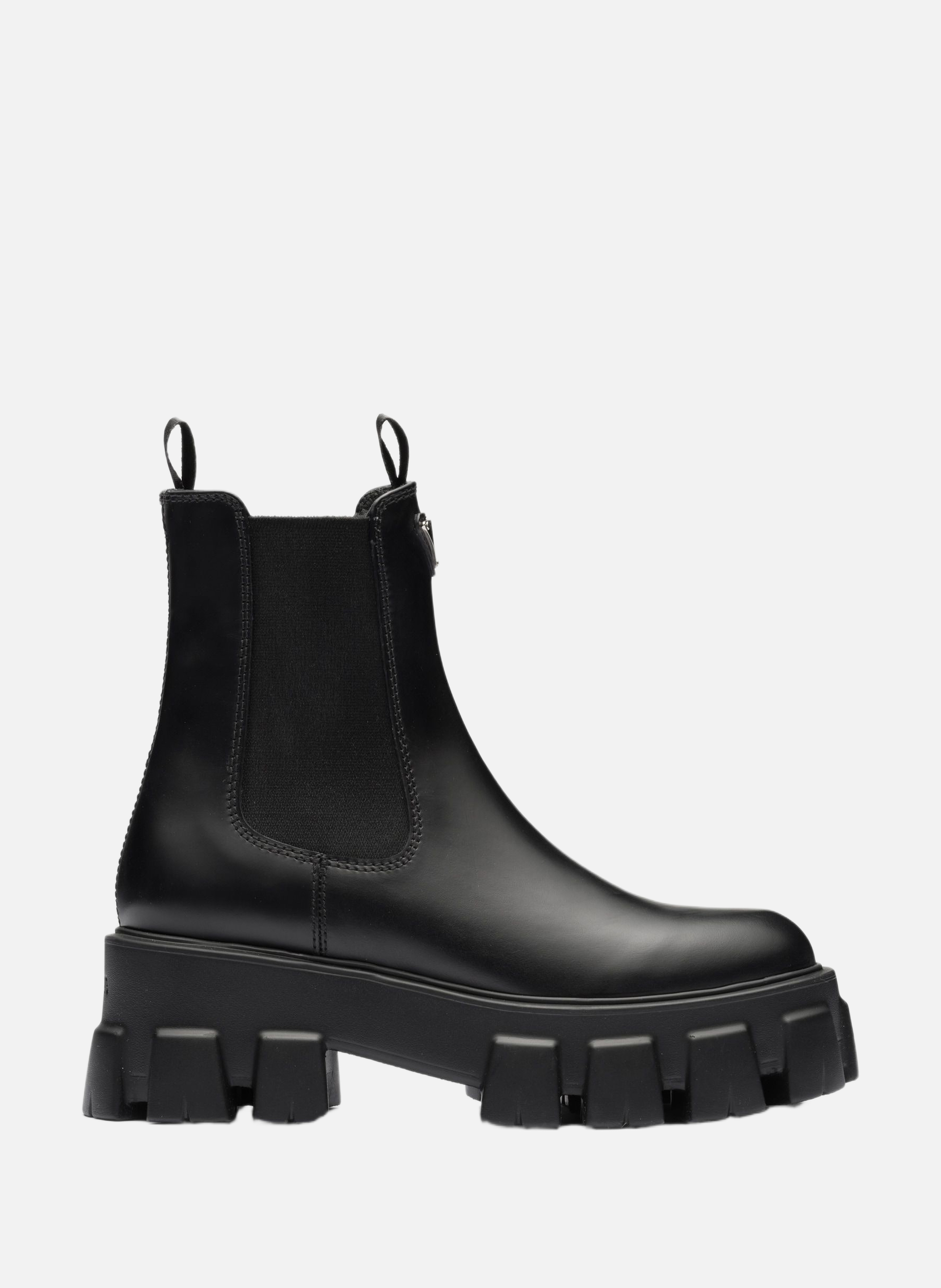 Bottines monolith en cuir brossé PRADA Noir