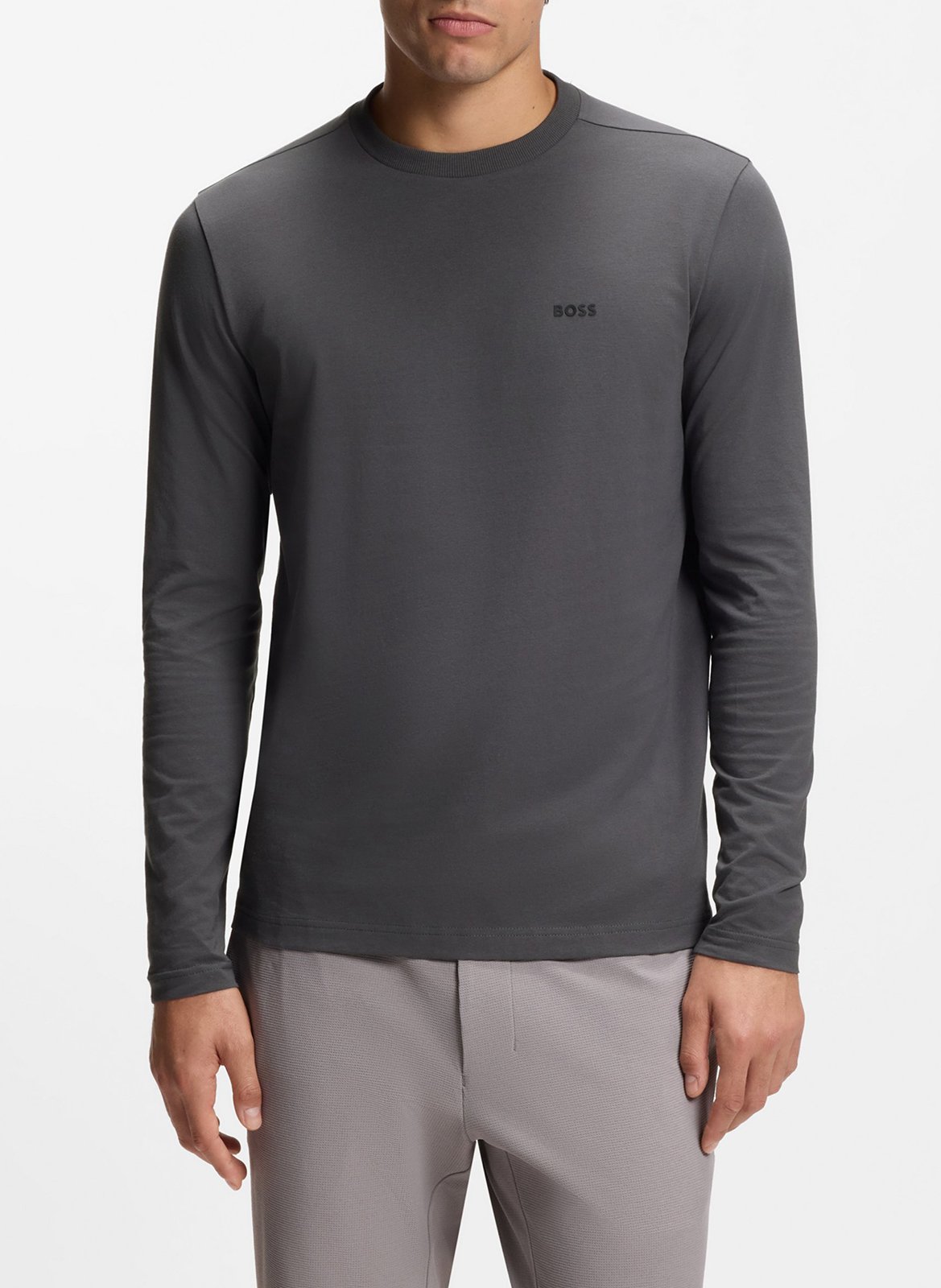 Tee-shirt droit col rond sérigraphié BOSS Argent