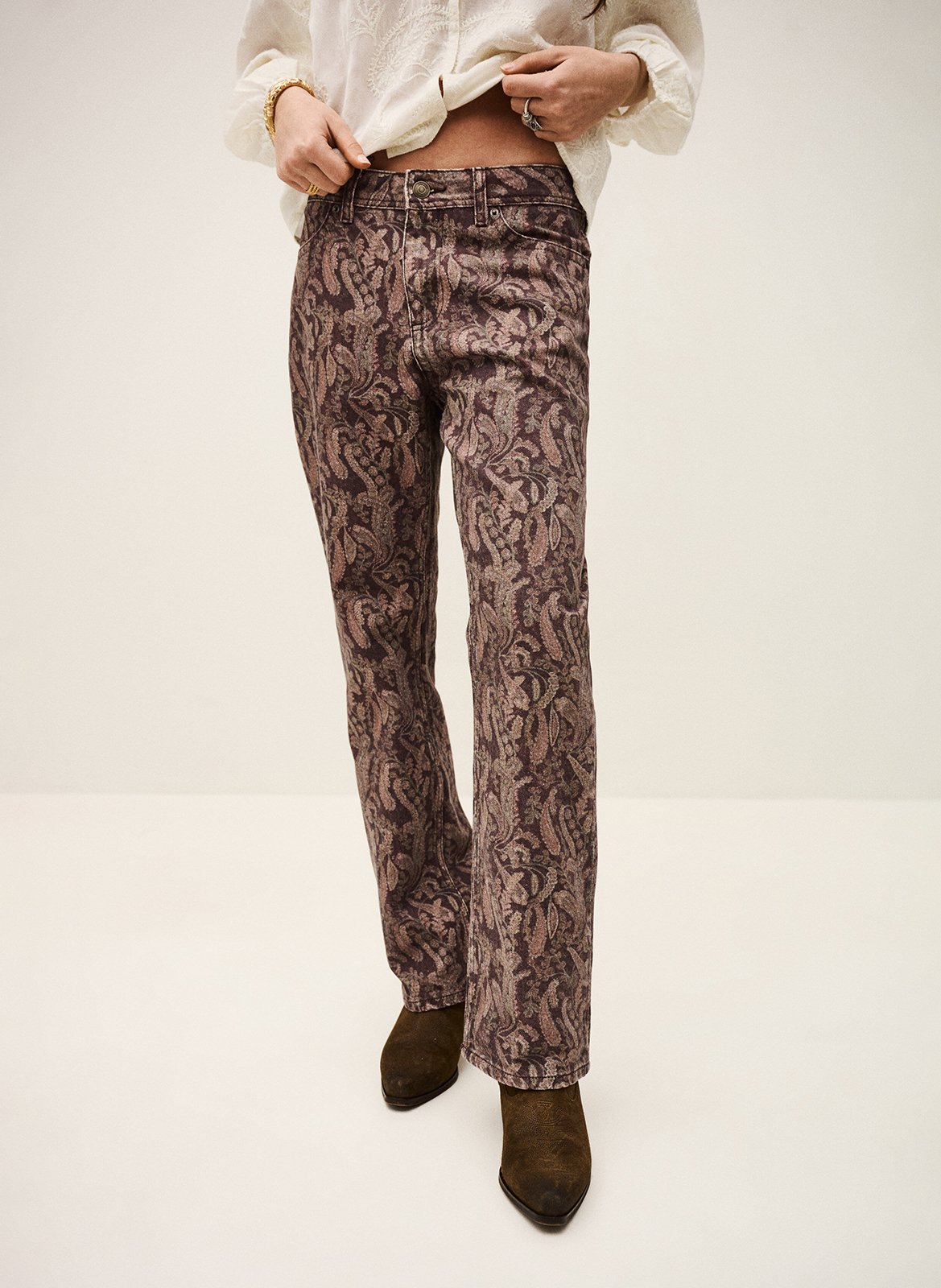 Pantalon droit imprimé tooty BA&SH Marron
