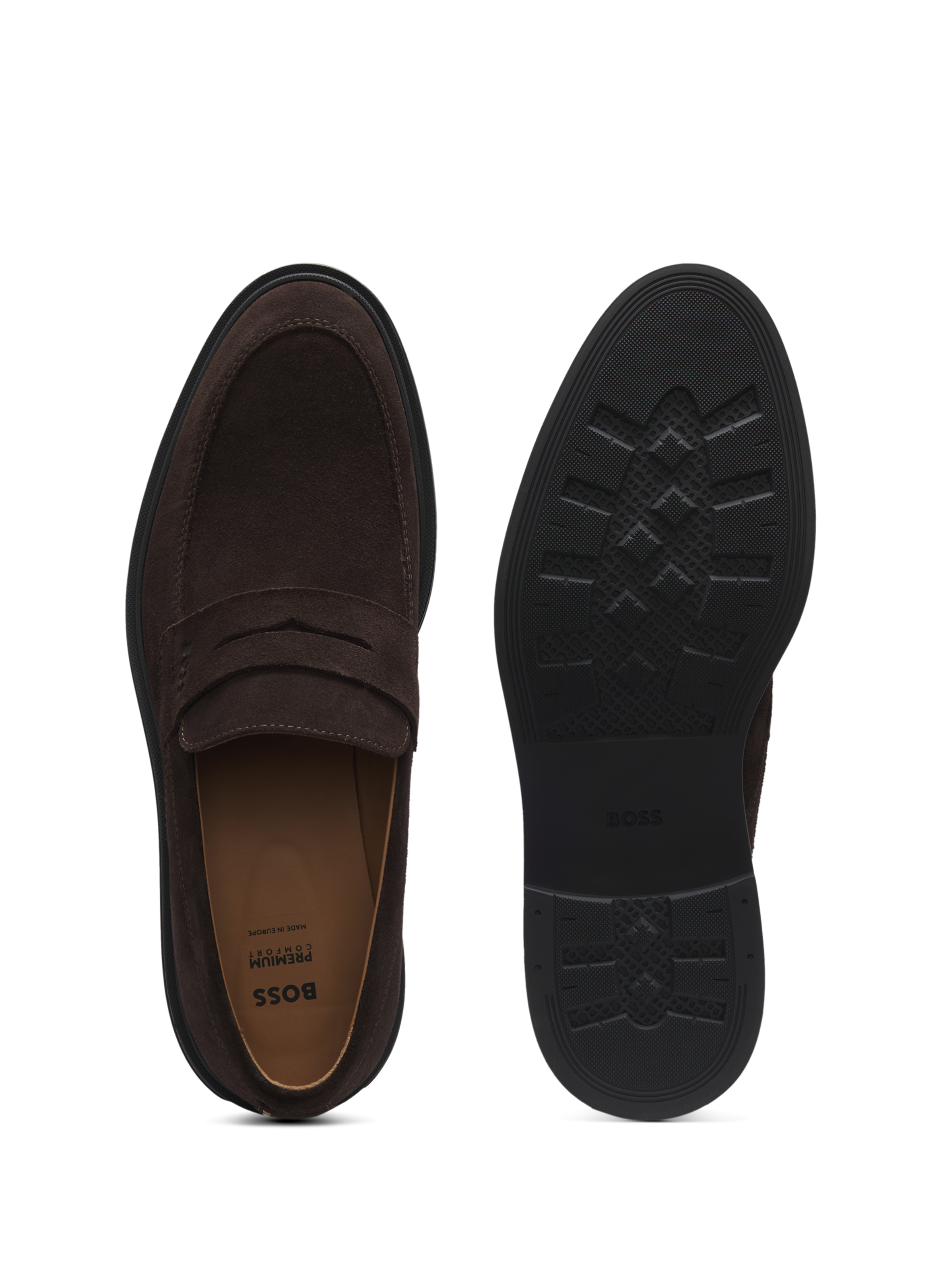 Suede leather moccasins BOSS Brown