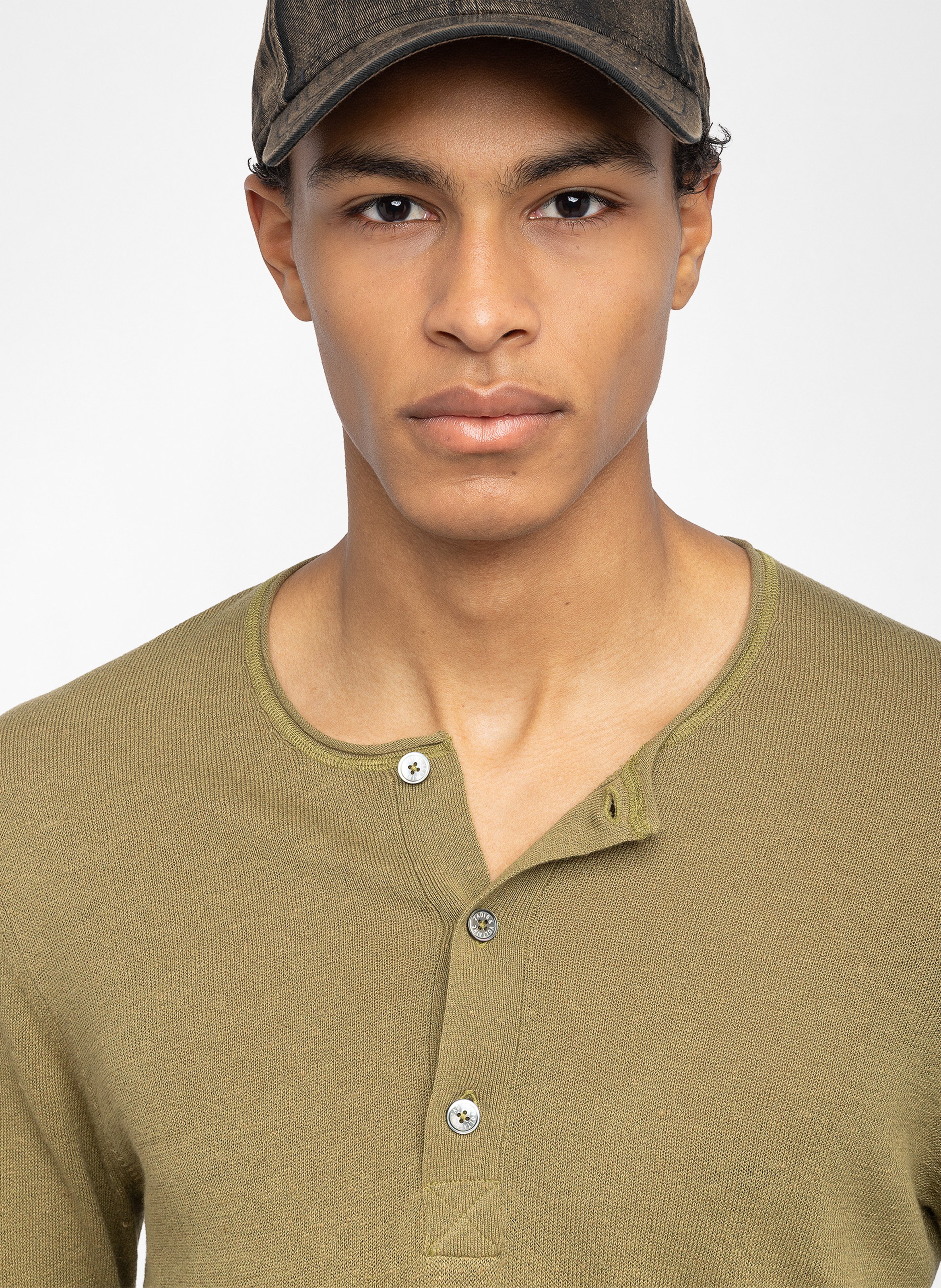 Pull droit col rond en lin et coton mélangé veiss ZADIG&VOLTAIRE Vert