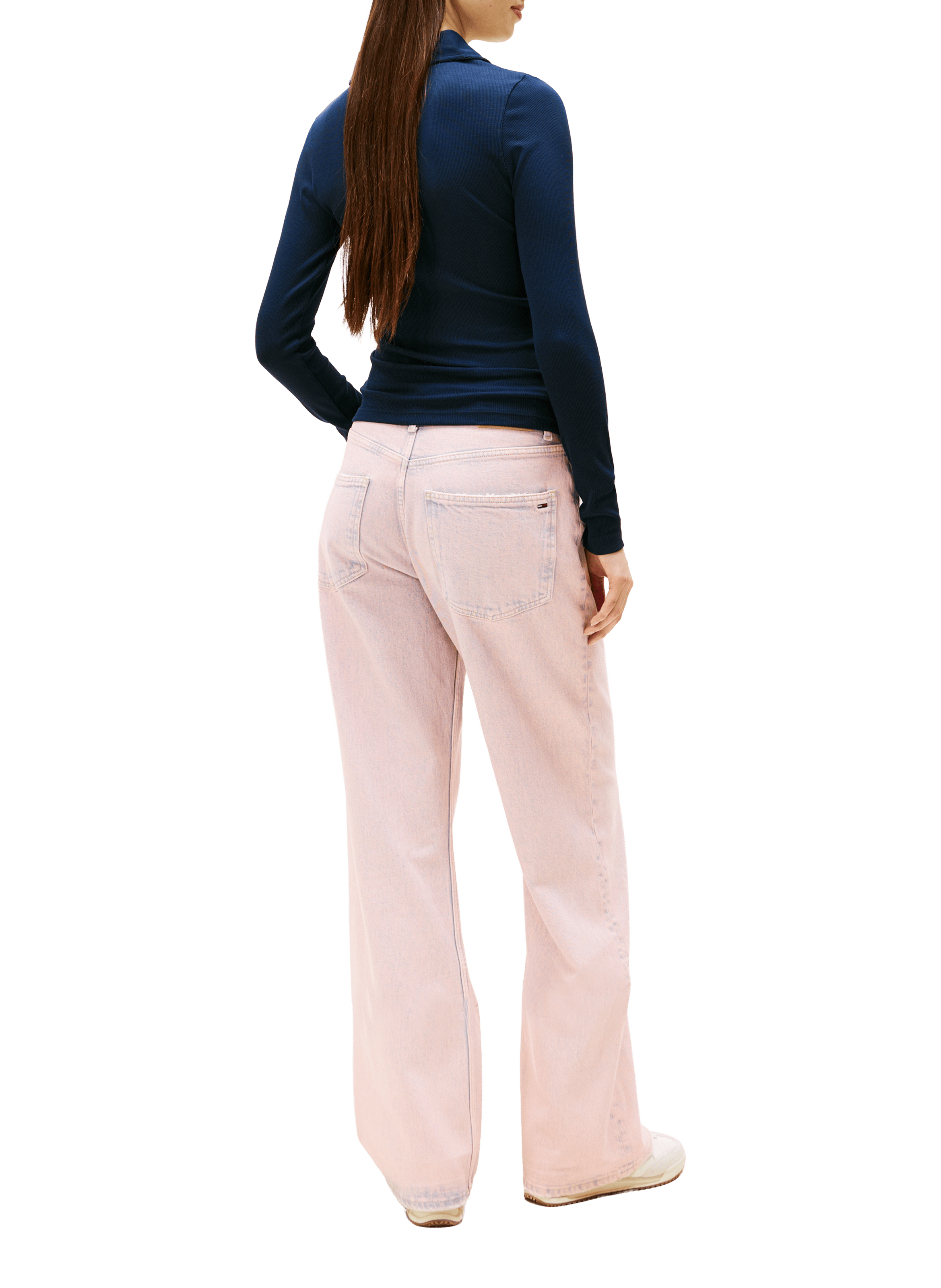 T-shirt côtelé en coton mélangé TOMMY HILFIGER Bleu