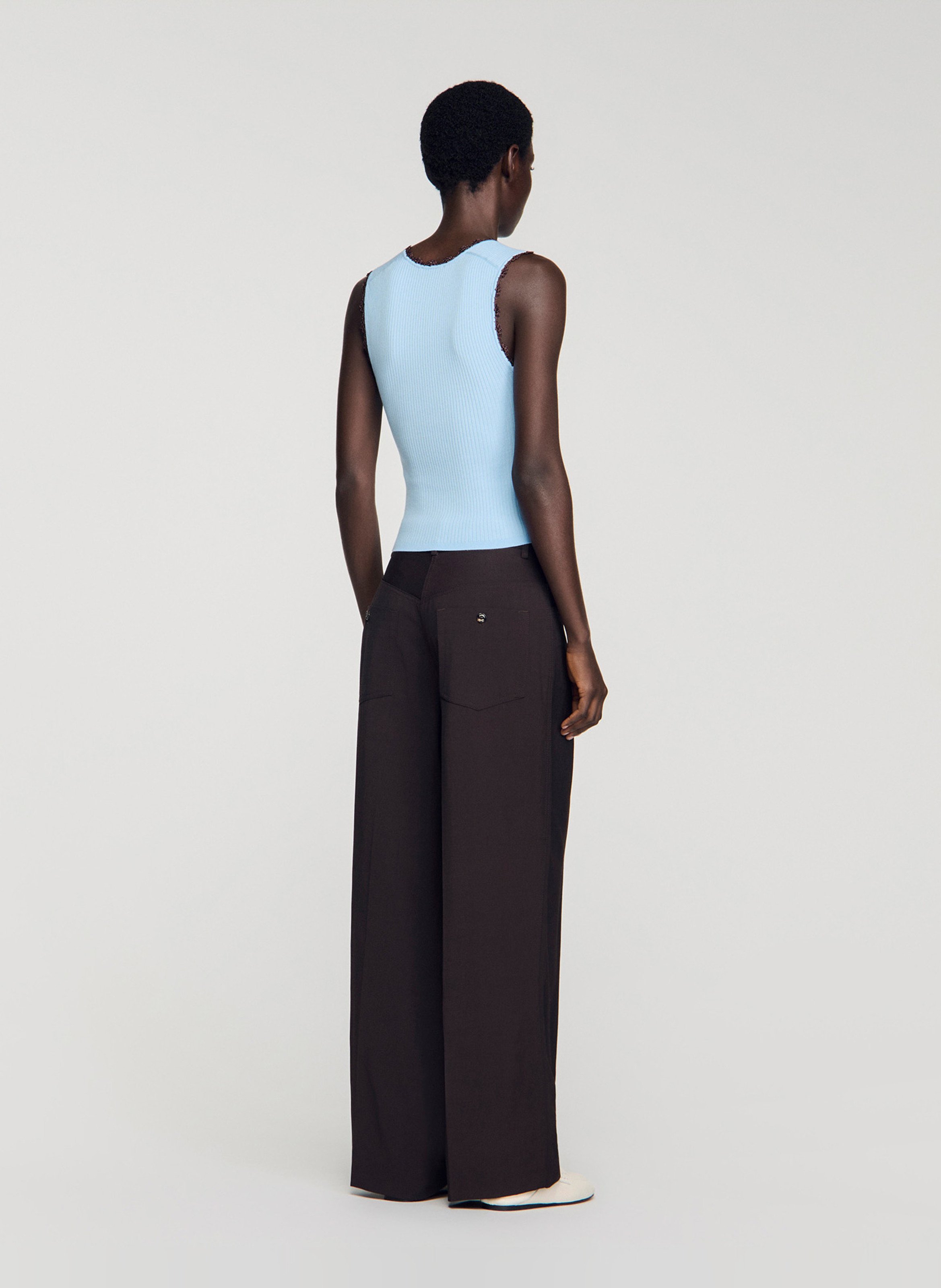 Top en maille côtelé SANDRO Bleu