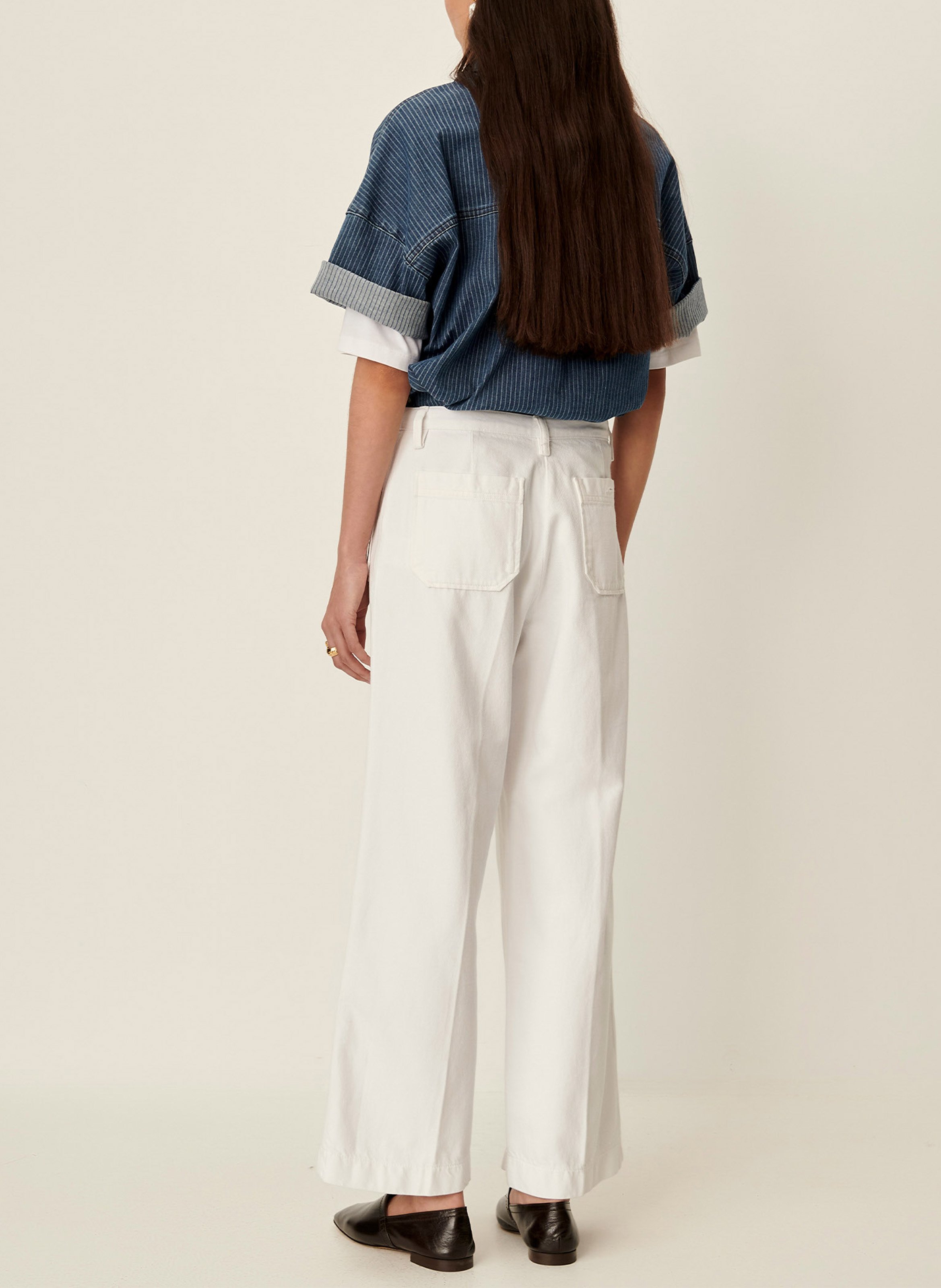 Jean droit taille haute en coton aldricks SESSUN Blanc