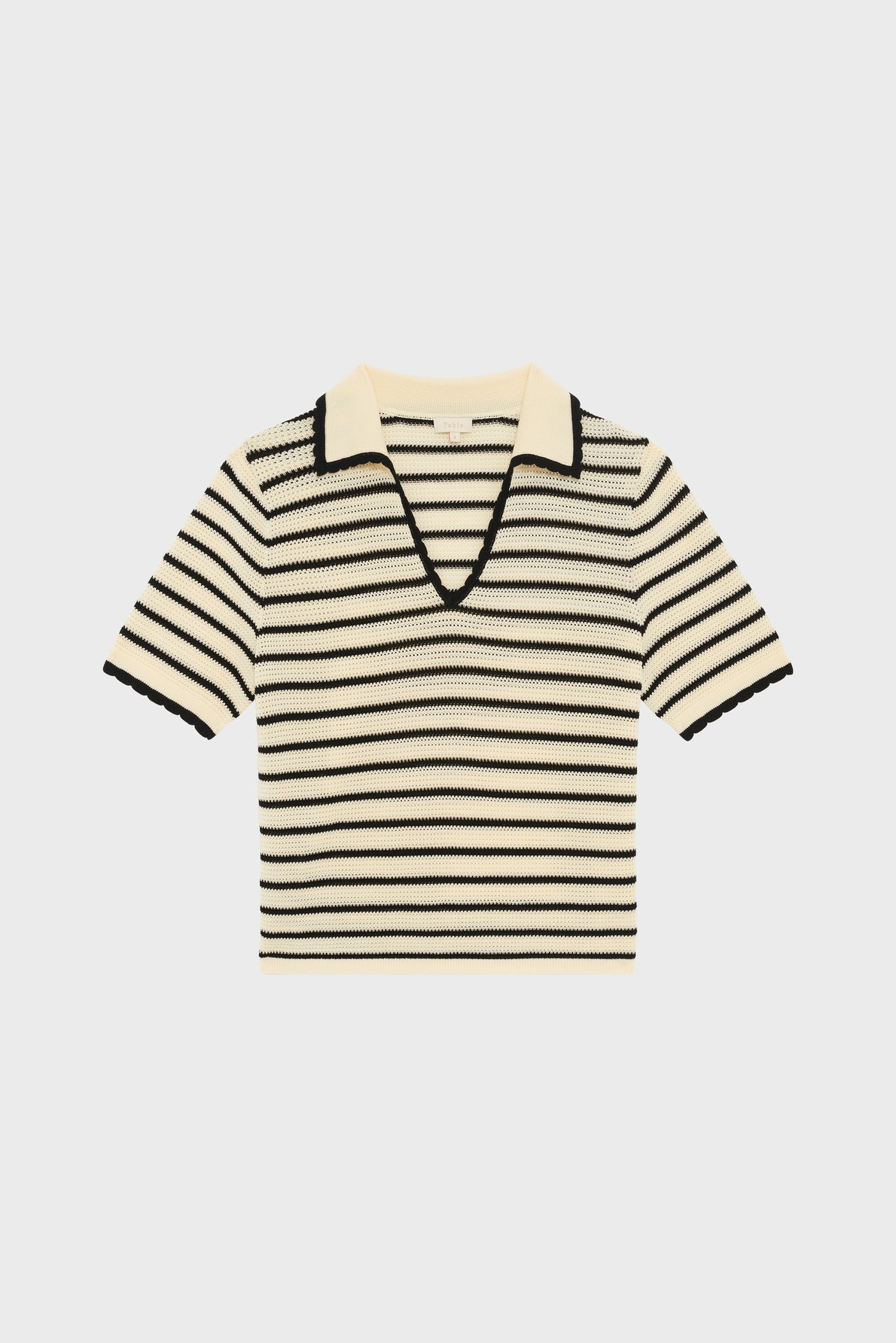 Polo rayé en crochet- lory PABLO Beige