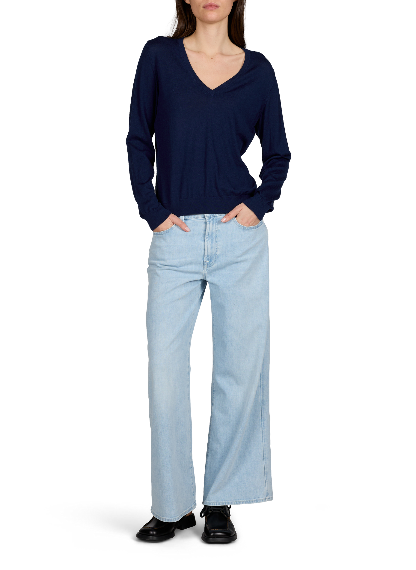 Pull droit Aria en laine mérinos AU PRINTEMPS PARIS Bleu