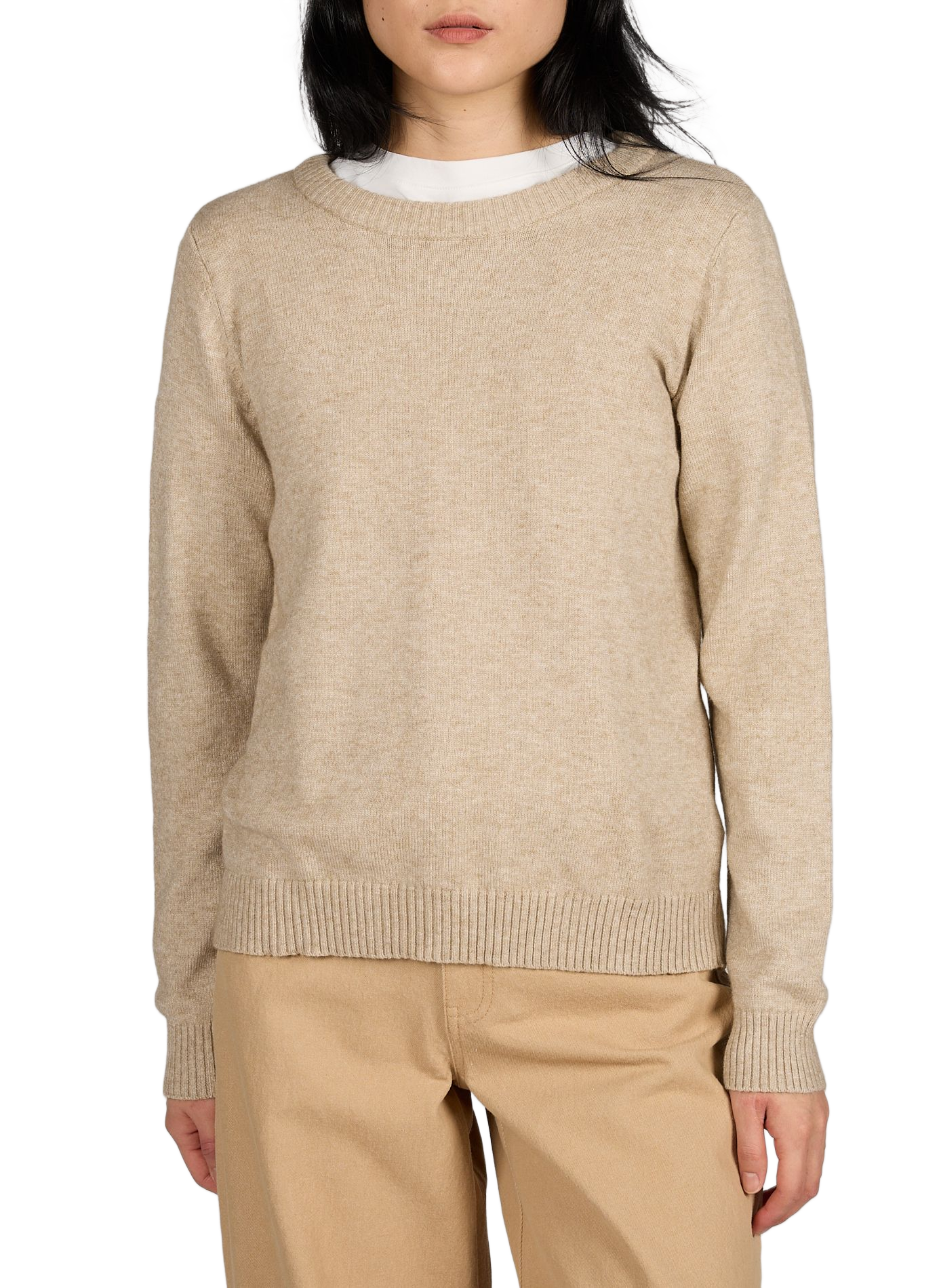 Round neck Viril sweater VILA Beige