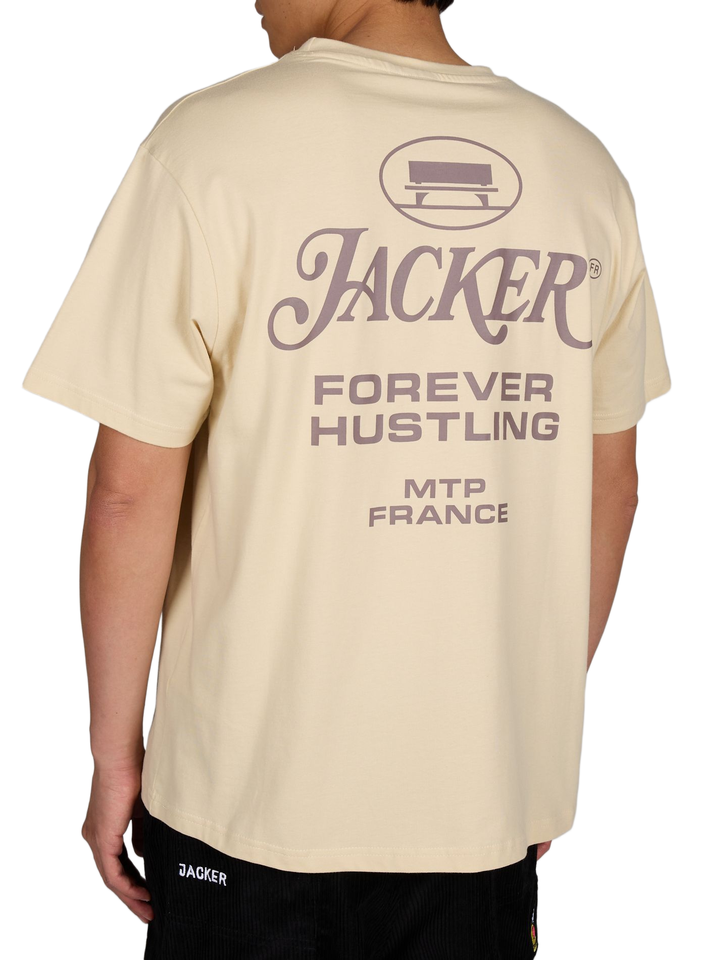 Camiseta recta estampada de algodón JACKER. Beige