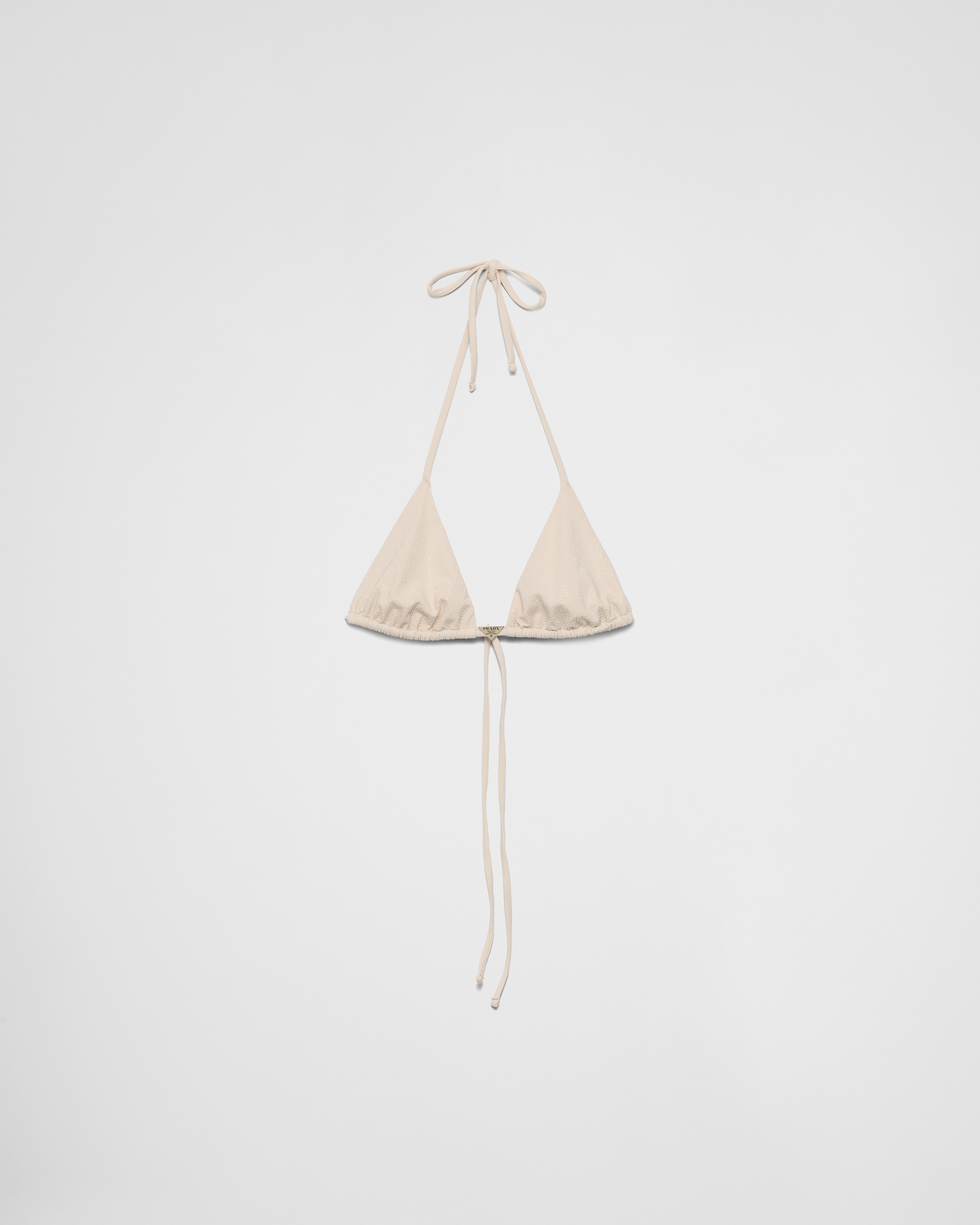 Haut de bikini triangle en jersey avec strass PRADA Rose