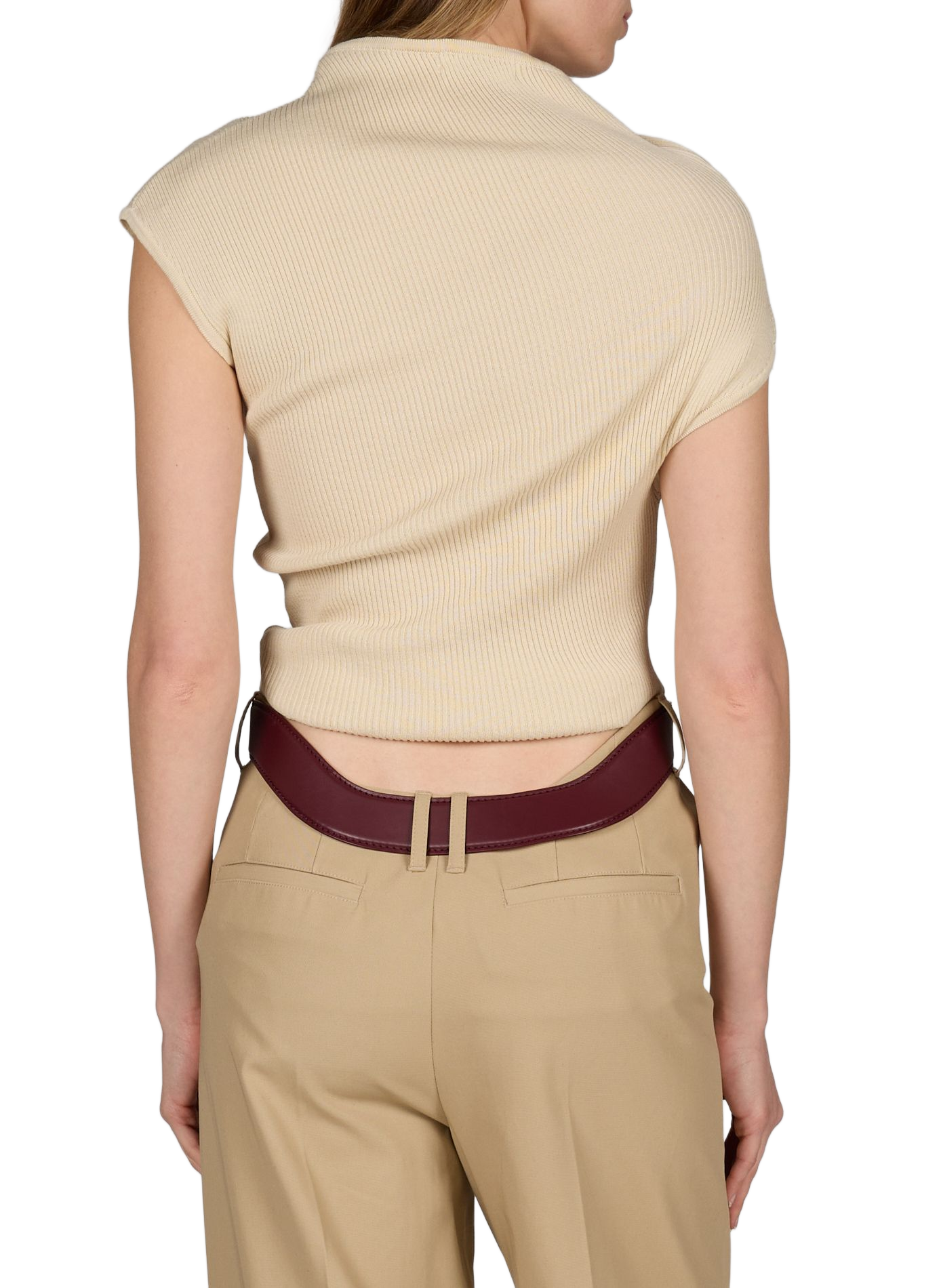 Top Sophia asymétrique en coton, soie et lin R2W Beige