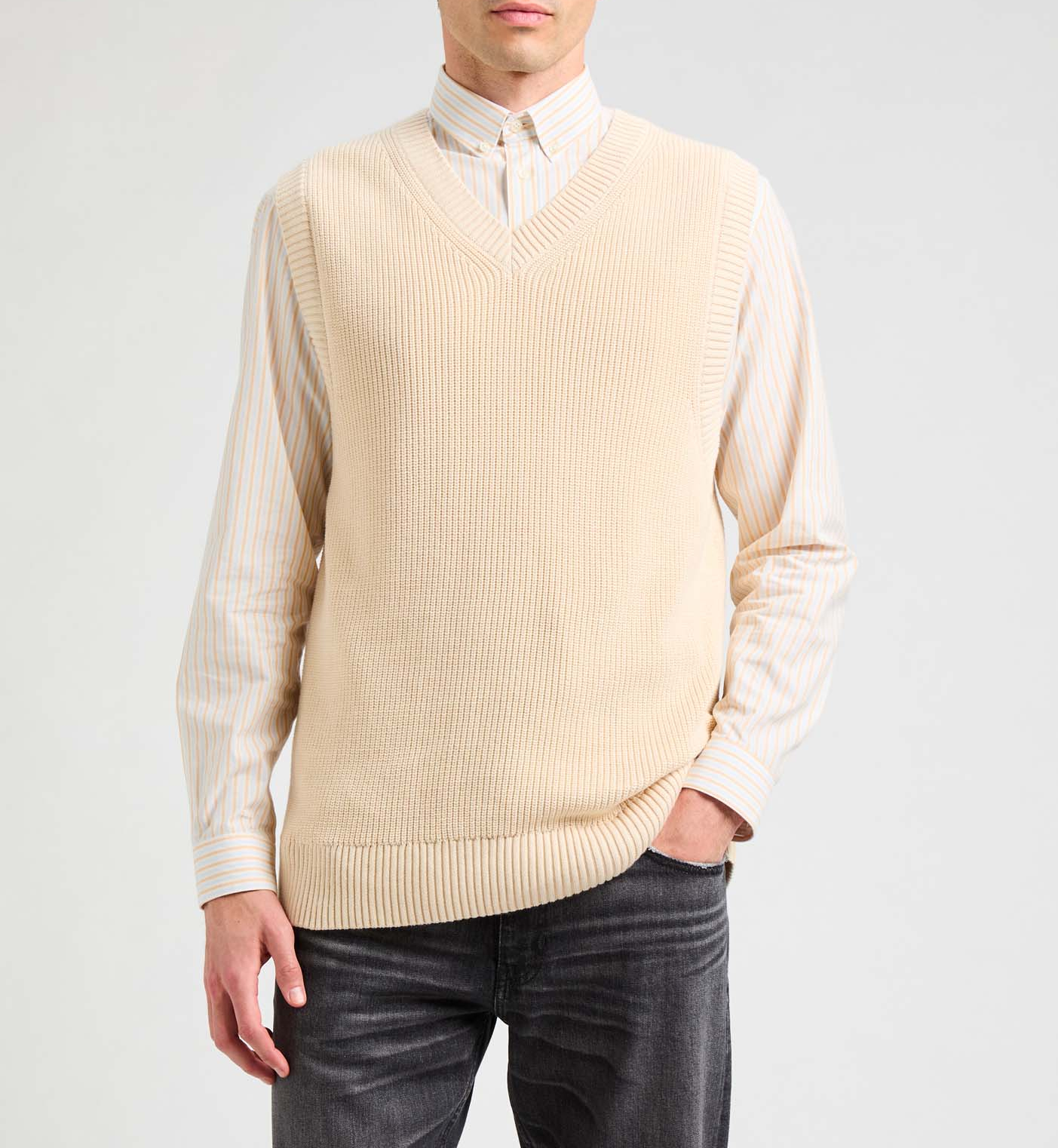 Pull sans manches AU PRINTEMPS PARIS Beige