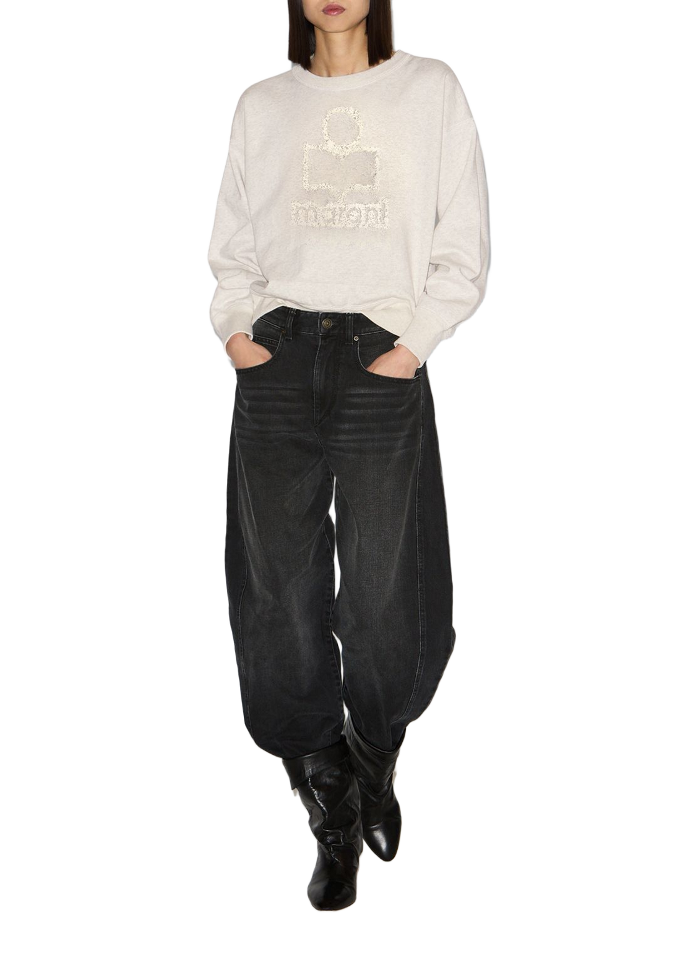 Sweat-shirt mobyli en coton molletonné ISABEL MARANT Blanc