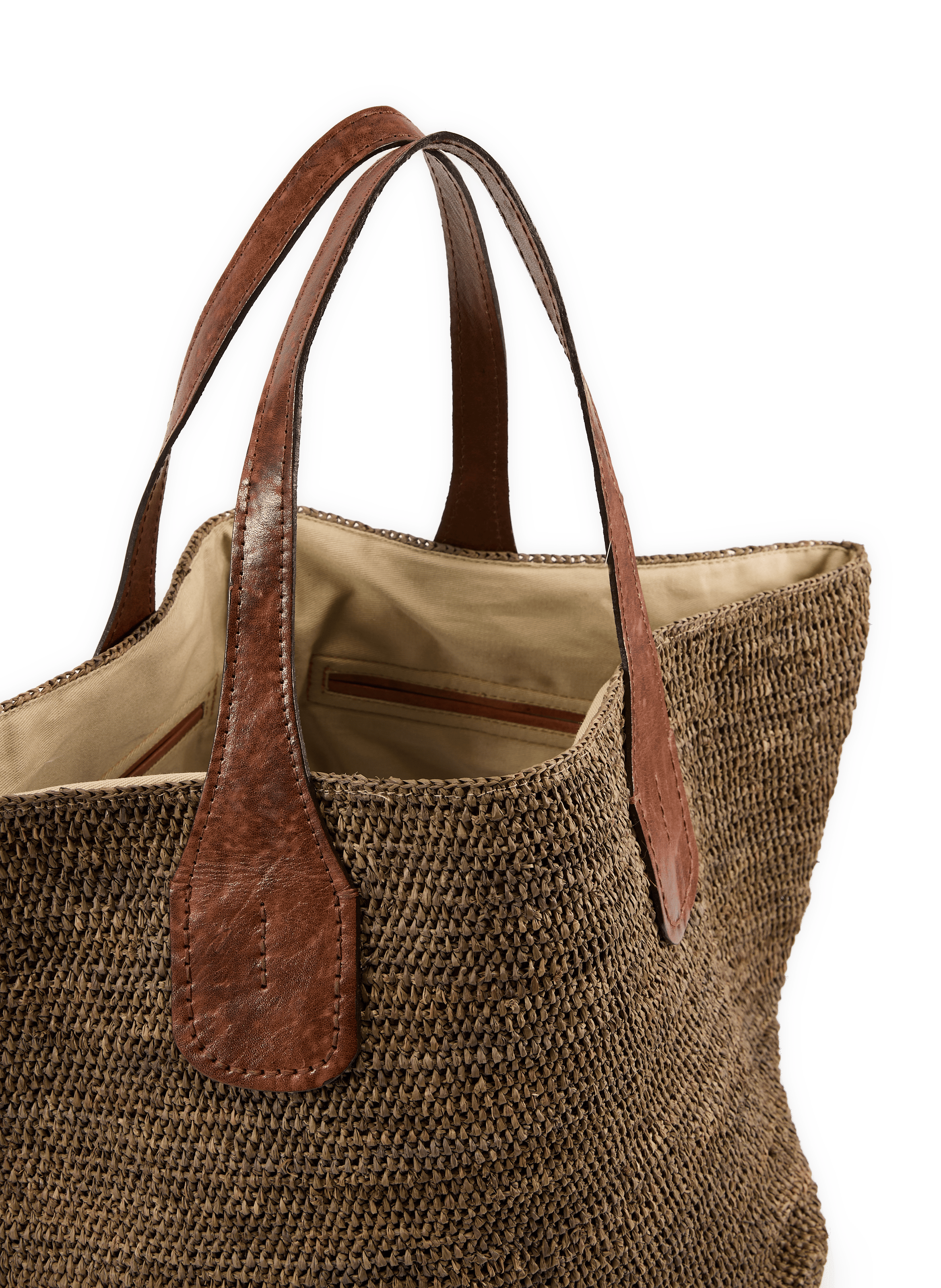 Tokyo II raffia and cotton bag IBELIV Brown