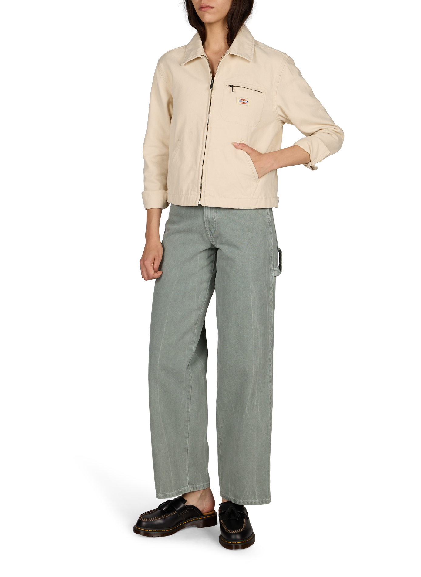 Veste courte droite zippée unie DICKIES Beige