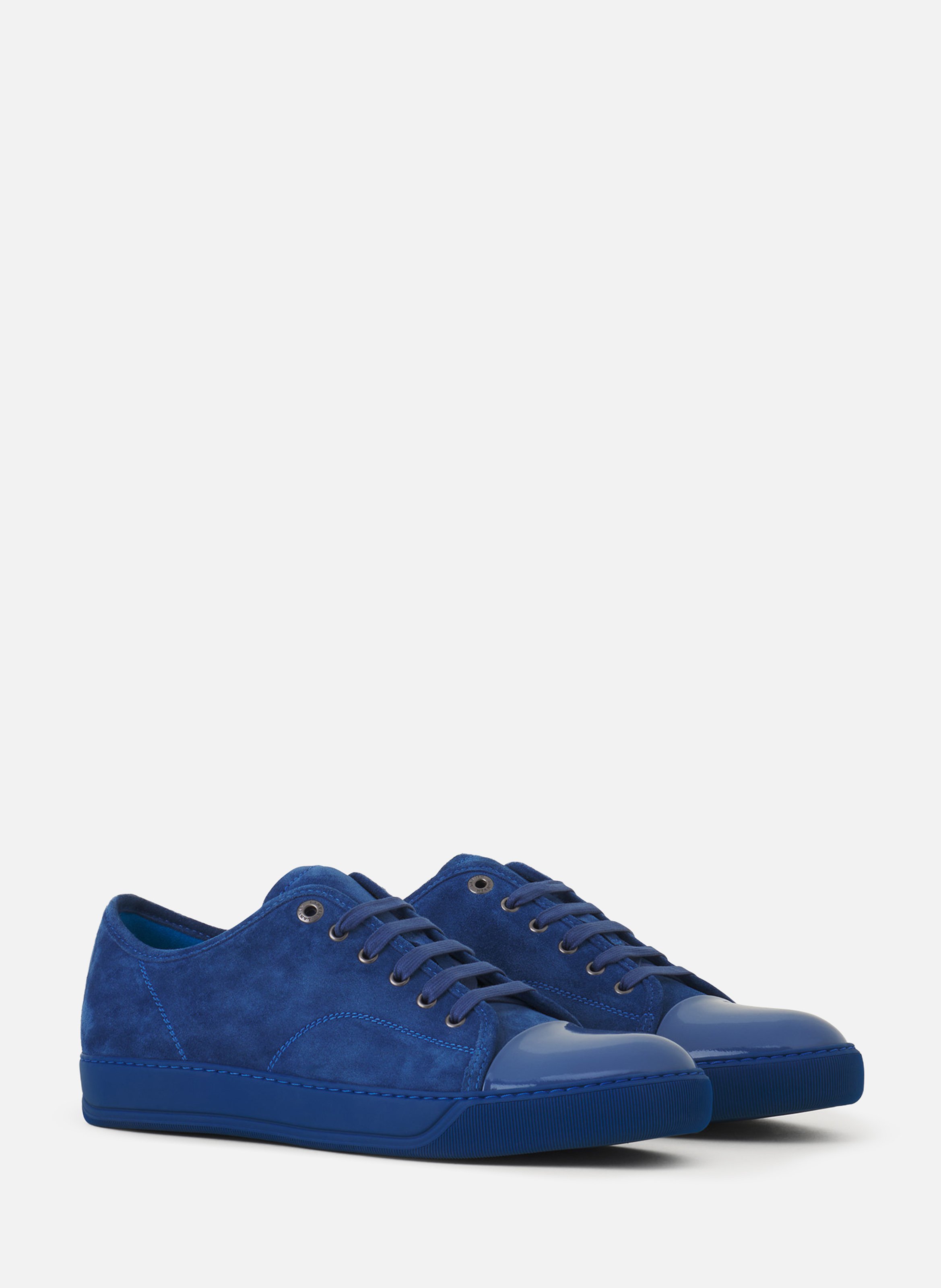 Sneakers dbb1 en suede et cuir vernis LANVIN Bleu
