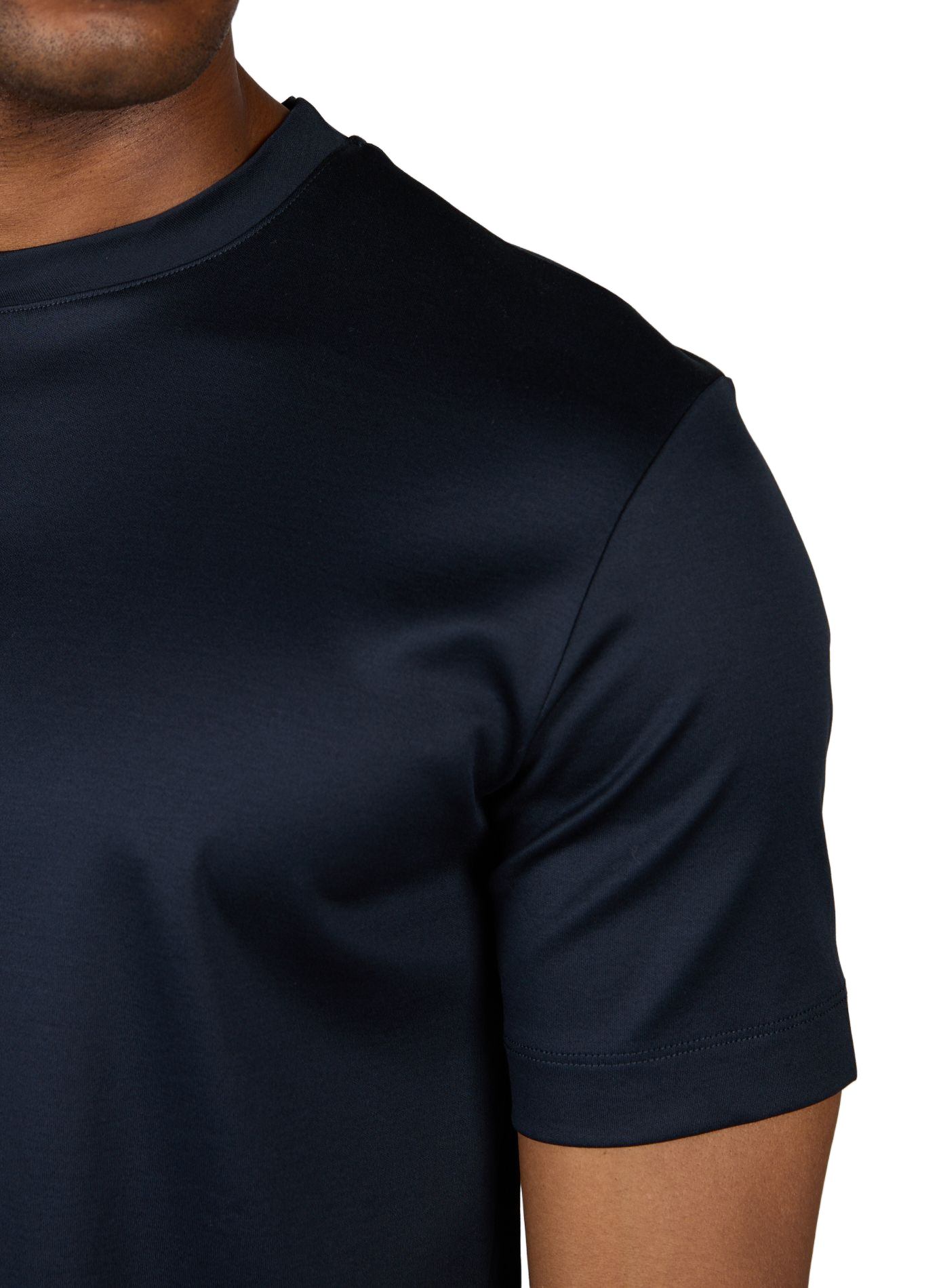 Effen T-shirt met ronde hals van katoen. AURELIEN Blauw