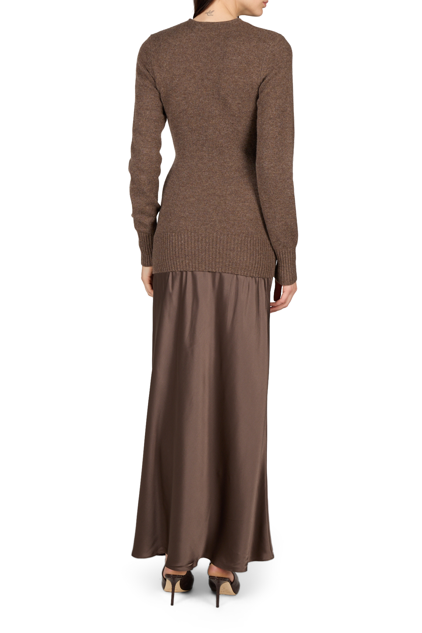 Orbit Ruched Monument long-sleeve cashmere dress CHRISTOPHER ESBER Brown