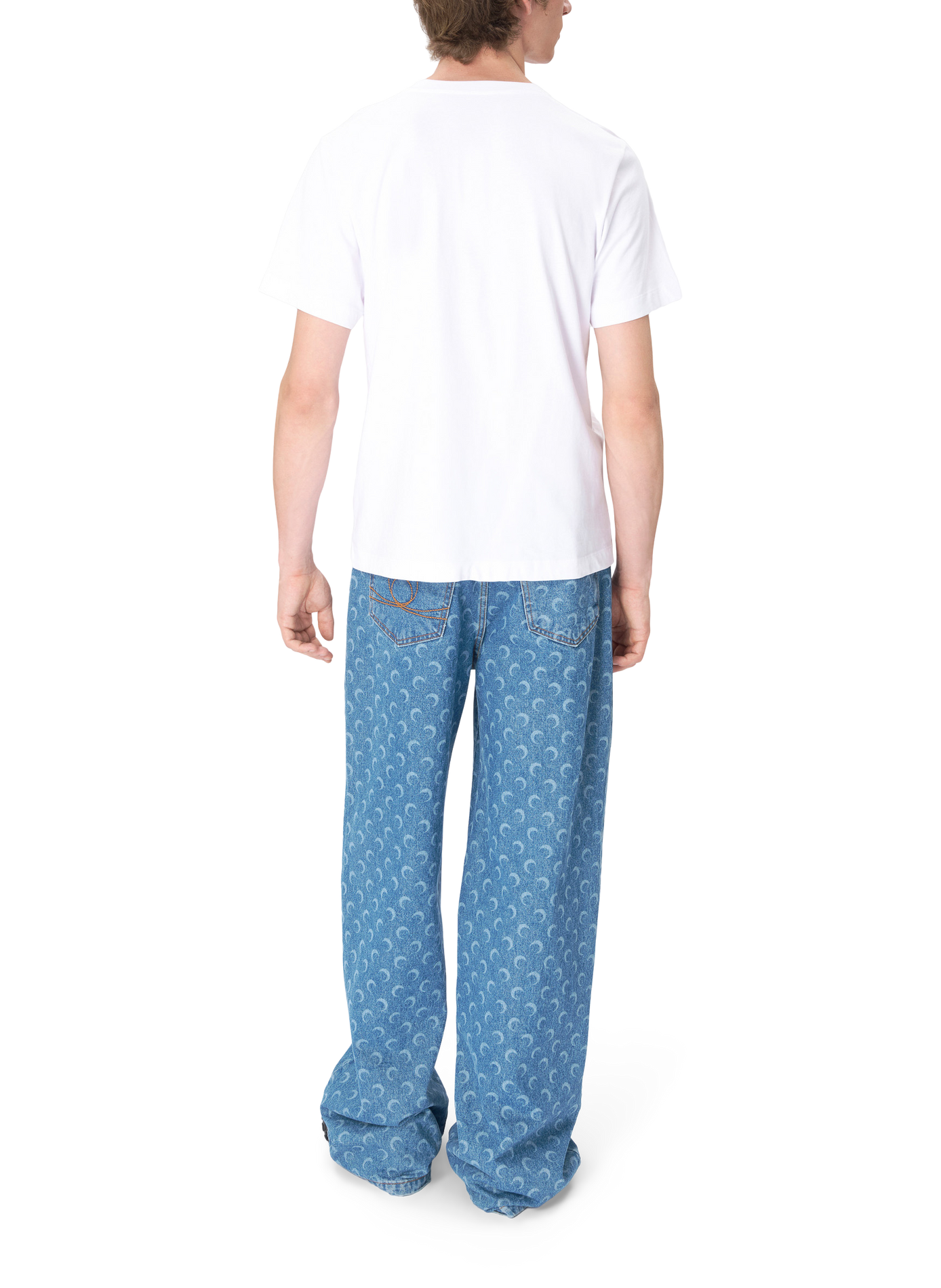T-shirt logo moon jersey manches courtes MARINE SERRE Blanc
