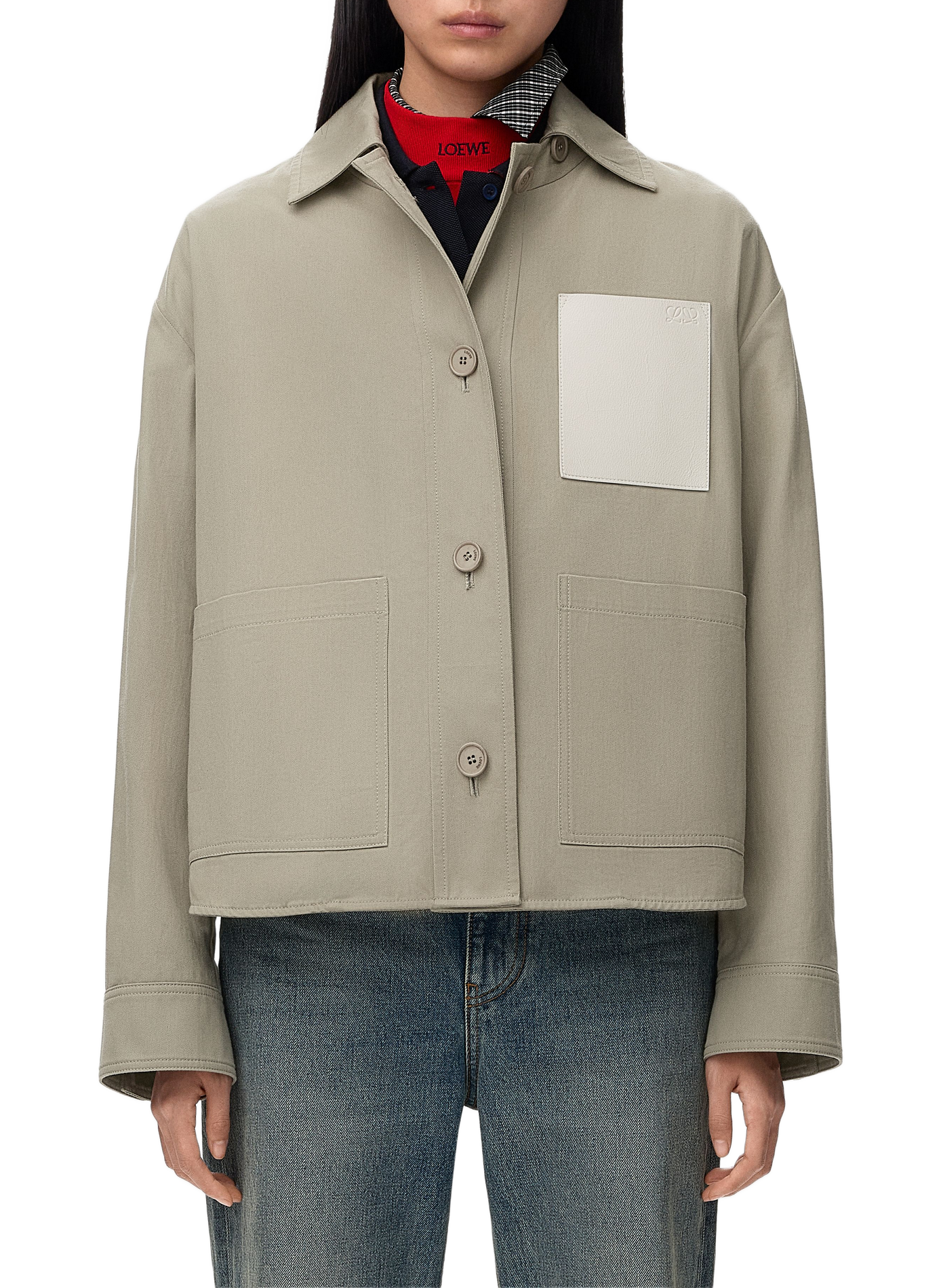 Veste utilitaire en coton et poche en cuir LOEWE Vert