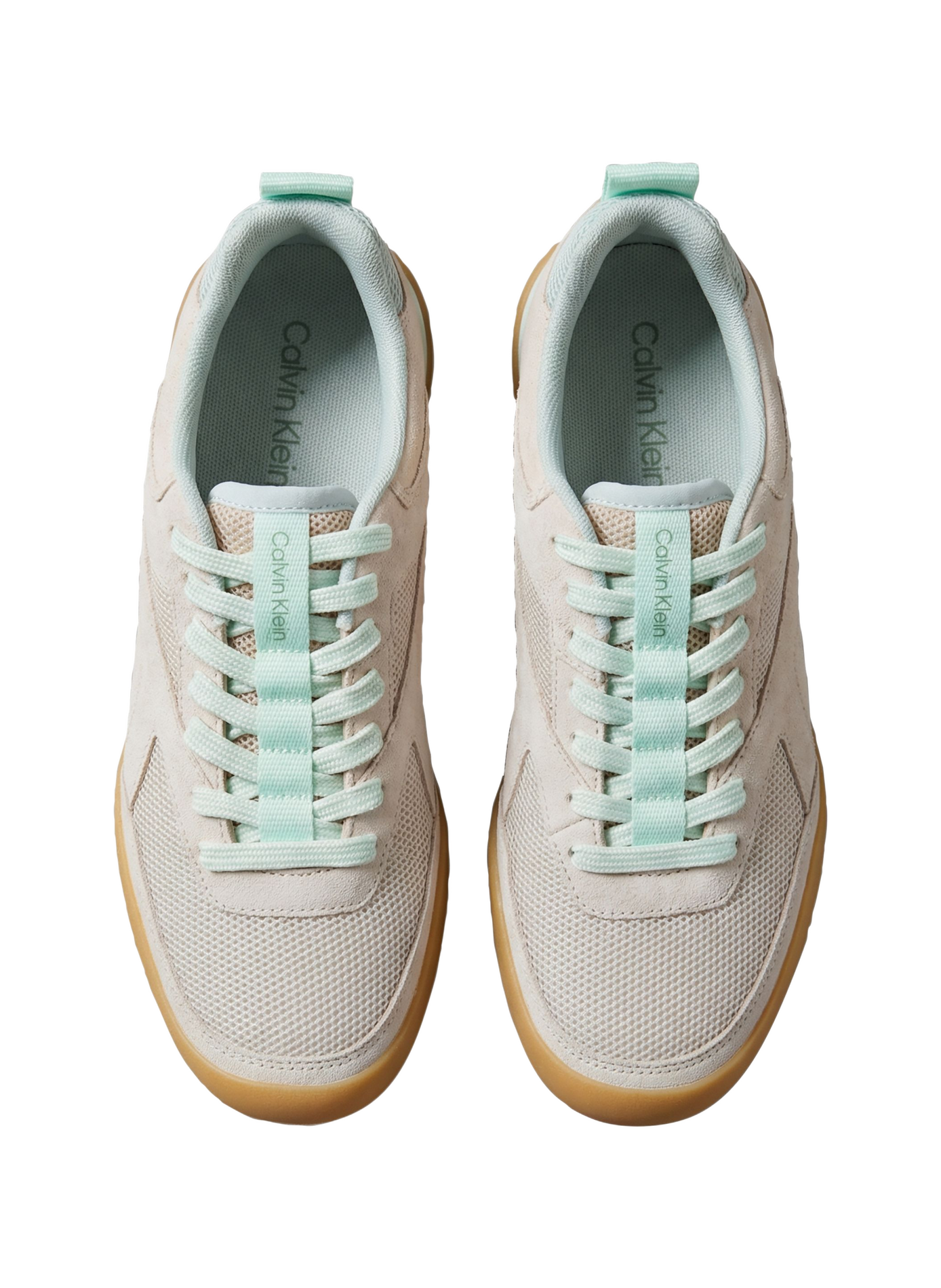 Lage sneakers met mesh inzetstukken van leer CALVIN KLEIN Beige