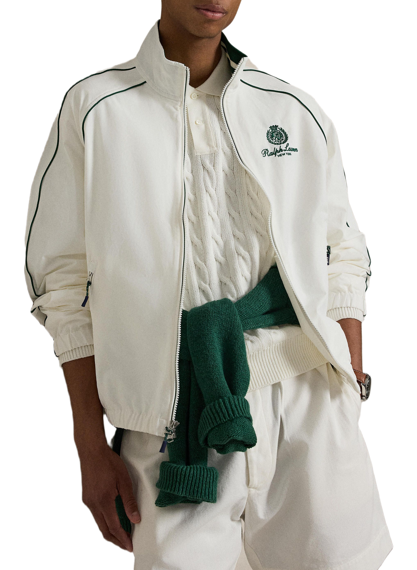Jacket with high collar in mixed cotton POLO RALPH LAUREN White